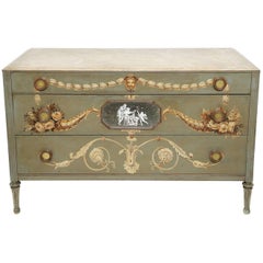 Hand-Painted Italian Commode with Églomisé Plaque