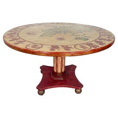Hand-Painted Italian Map Center Table, circa 1940s