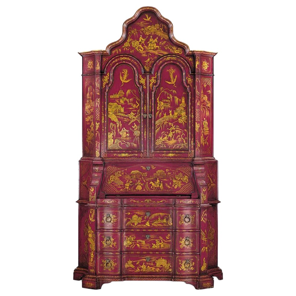 Hand Painted Italian Secretaire Inspired by XVIII Century Chinoiserie Furniture