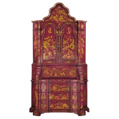 Secretaire italiano dipinto a mano ispirato ai mobili Chinoiserie del XVIII secolo