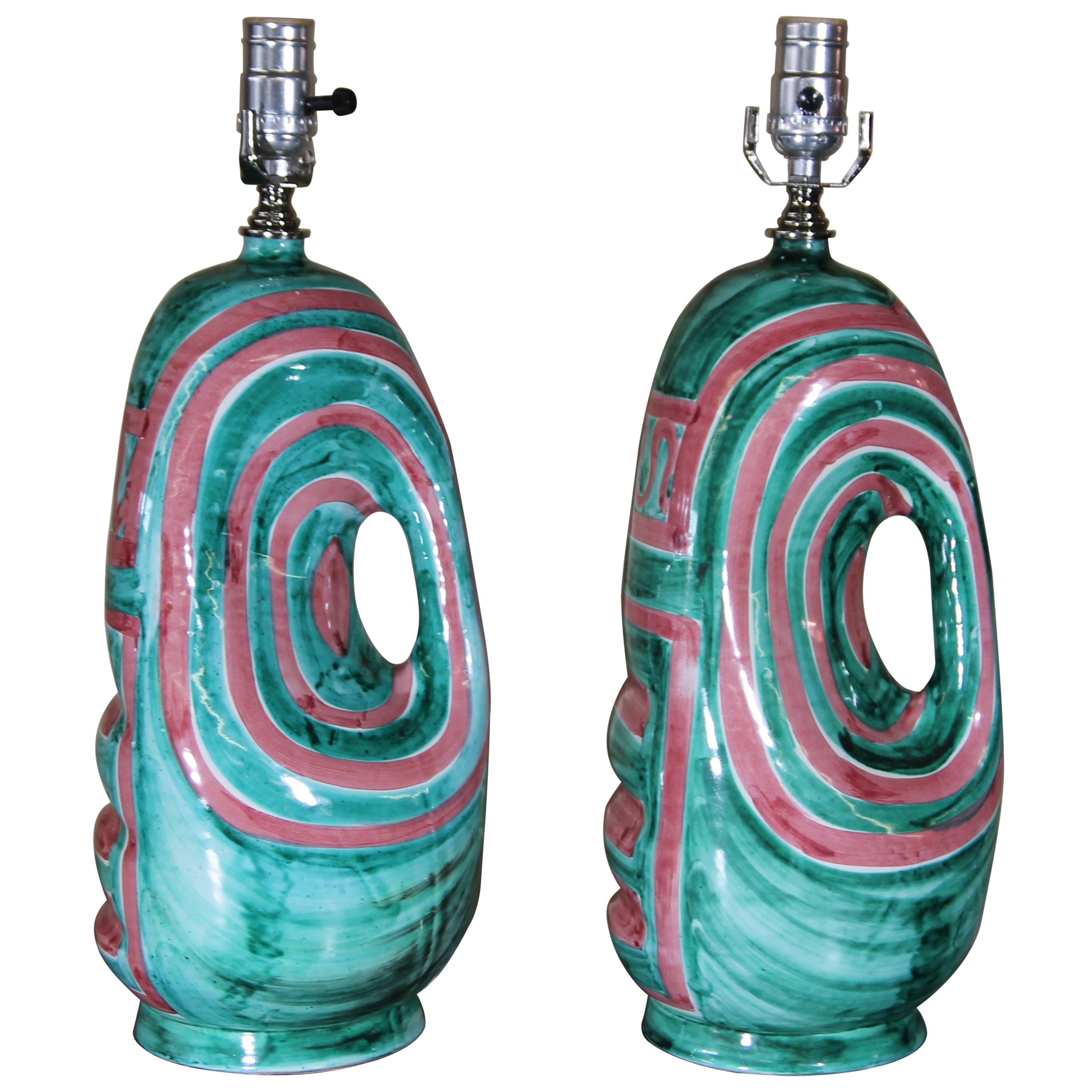 Hand Painted Italian Table Lamps For Sale
