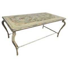 Hand Painted Italian Wrought Iron with Wood Top Table