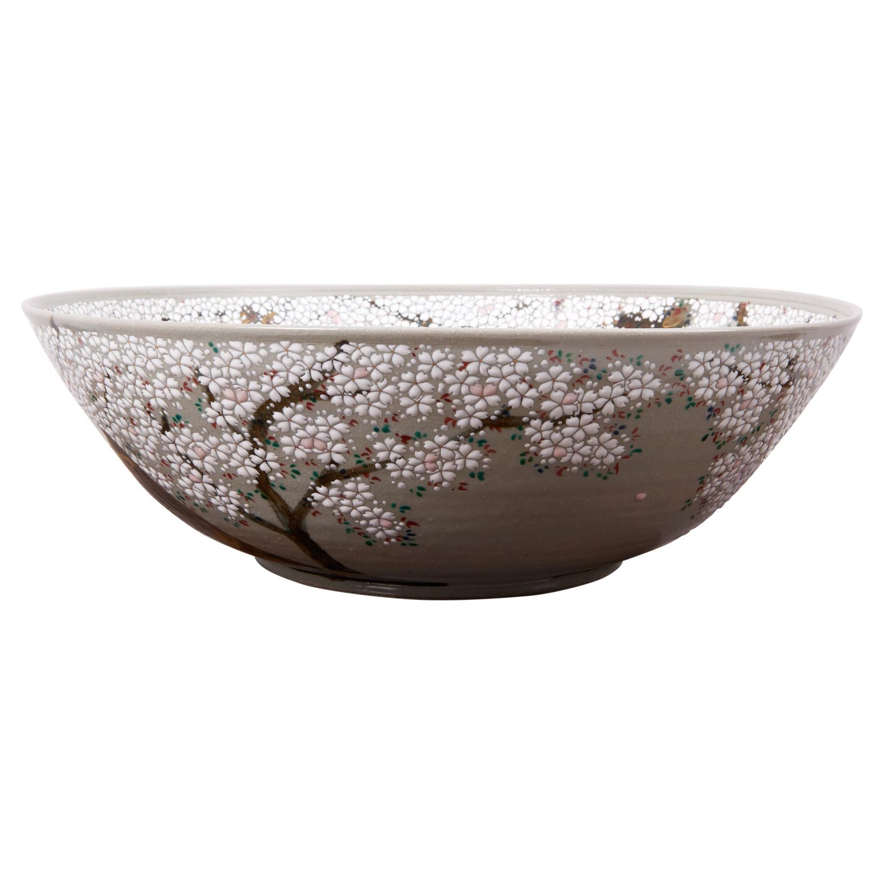 Handbemalte japanische Keramikschale, handbemalt, neu im Angebot