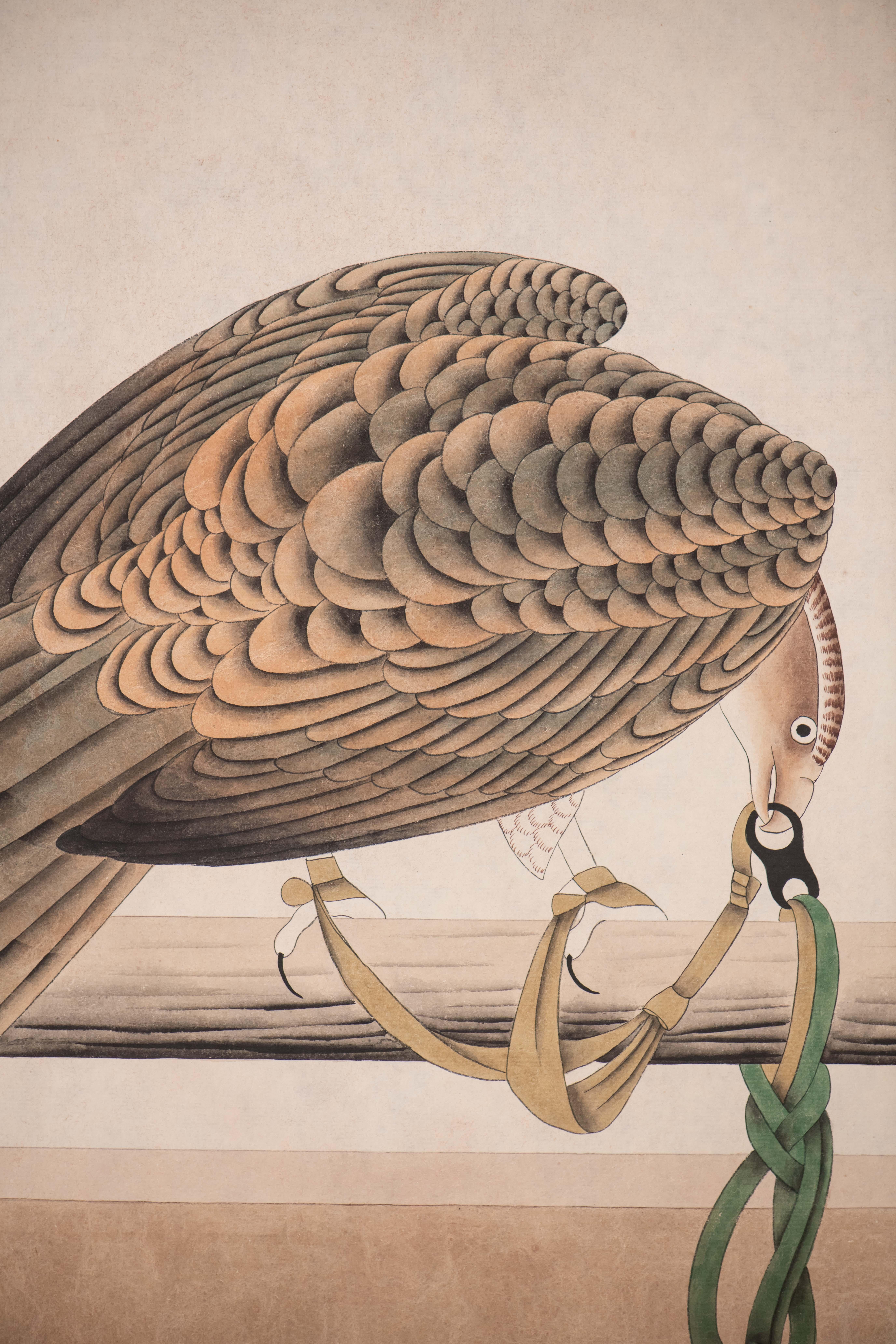 Paravent japonais peint à la main Byobu of Hawks en vente 6