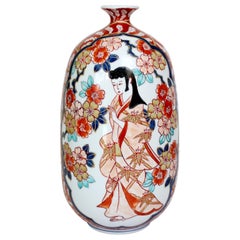 Hand Painted Japanese Gilt Red Imari Porcelain Vase