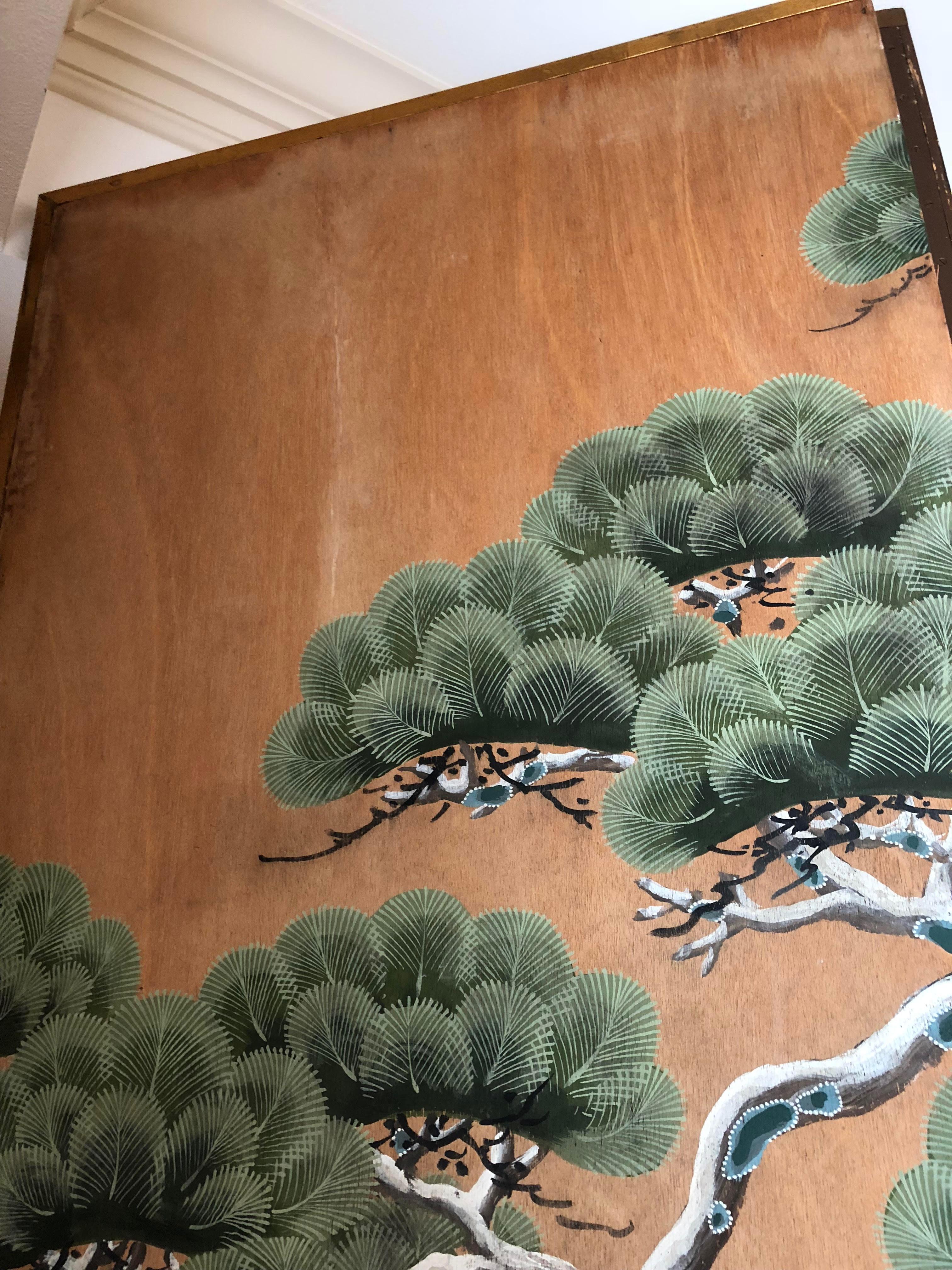 American Hand-Painted Japanese Inspired Screen by Artist Robert Crowder For Sale