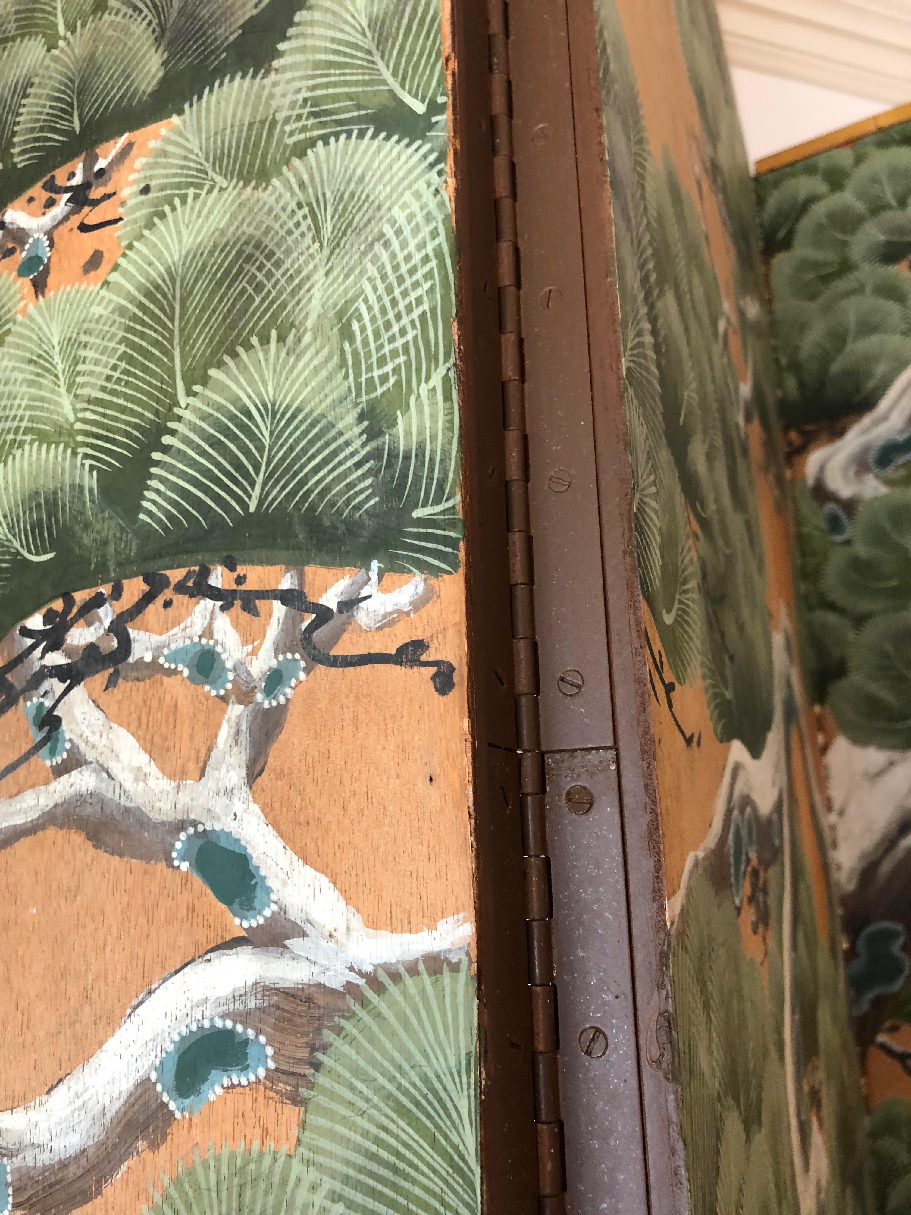 20th Century Hand-Painted Japanese Inspired Screen by Artist Robert Crowder For Sale