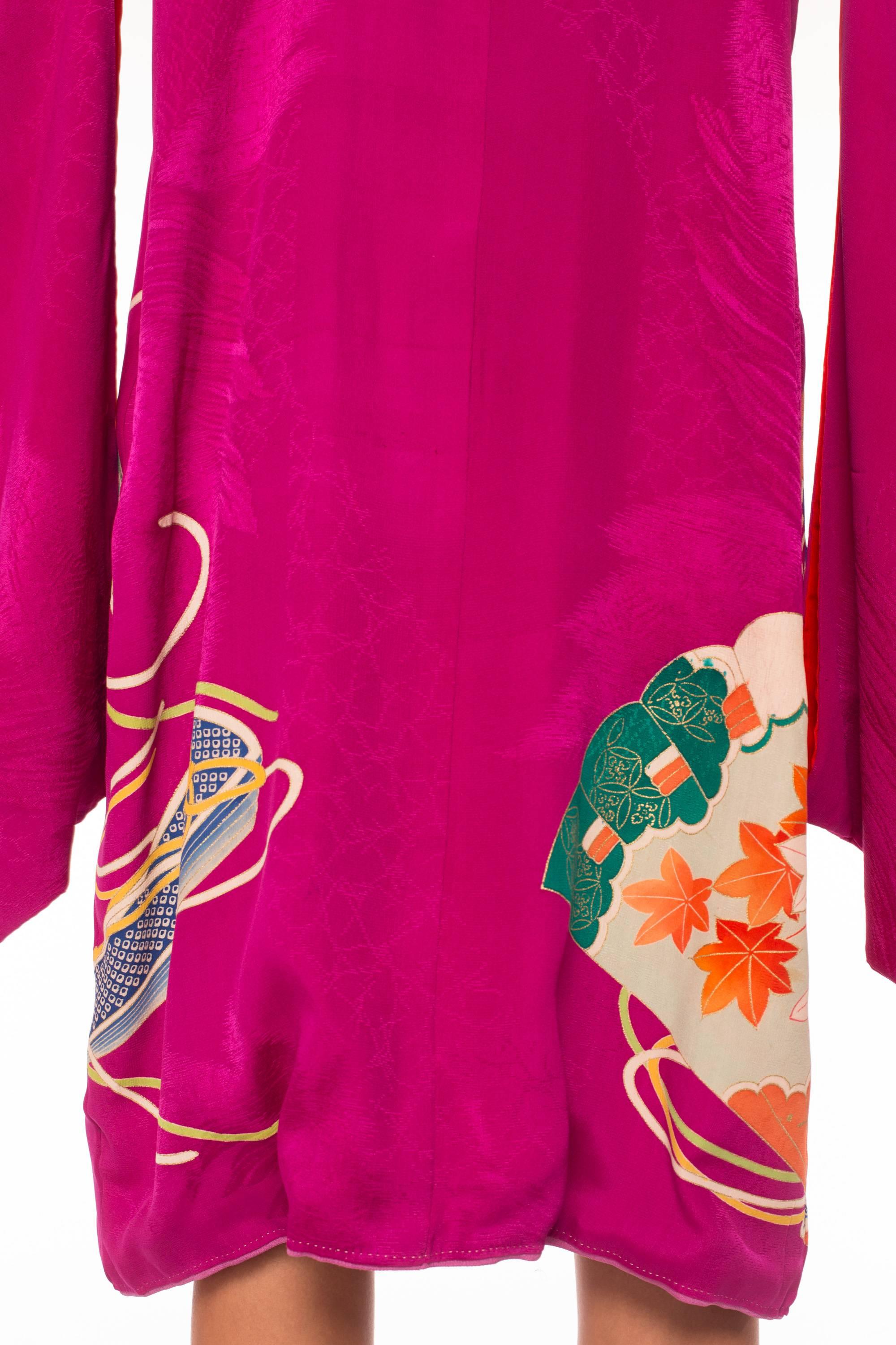 MORPHEW COLLECTION Silk  Wrap Dress Made From A Kimono With Frog Closures 3