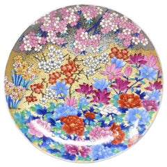 Hand Painted Japanese Porcelain “Spring in Full Bloom” Charger by Master Artist