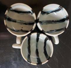 Hand Painted Japanese Pottery Cups and Plates, Set of 22