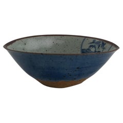 Bol en grès japonais peint à la main par Morioka Kasho III, CIRCA 1970