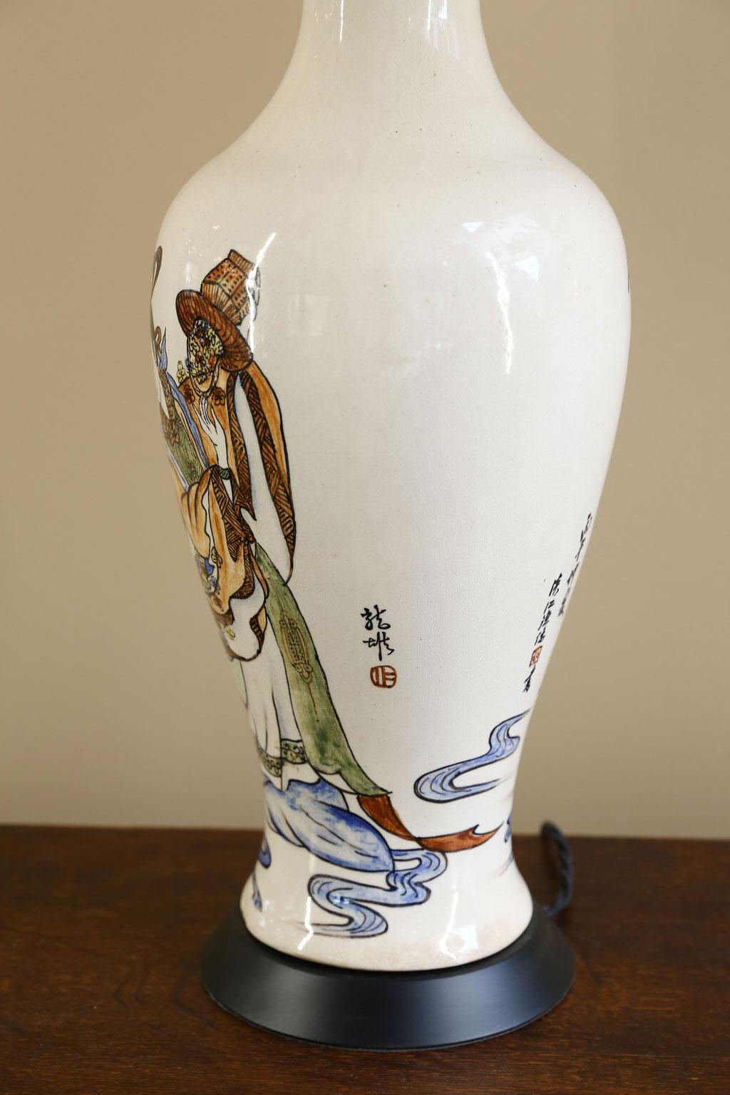 Hand Painted Japanese Stoneware Table Lamp 5