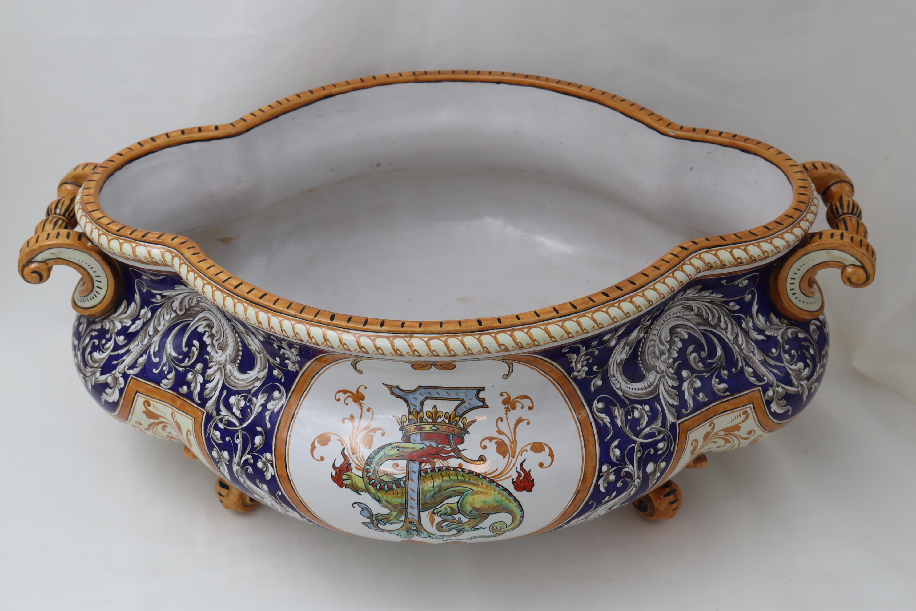 French Provincial Hand Painted Jardiniere by Ulysse Besnard of Blois For Sale