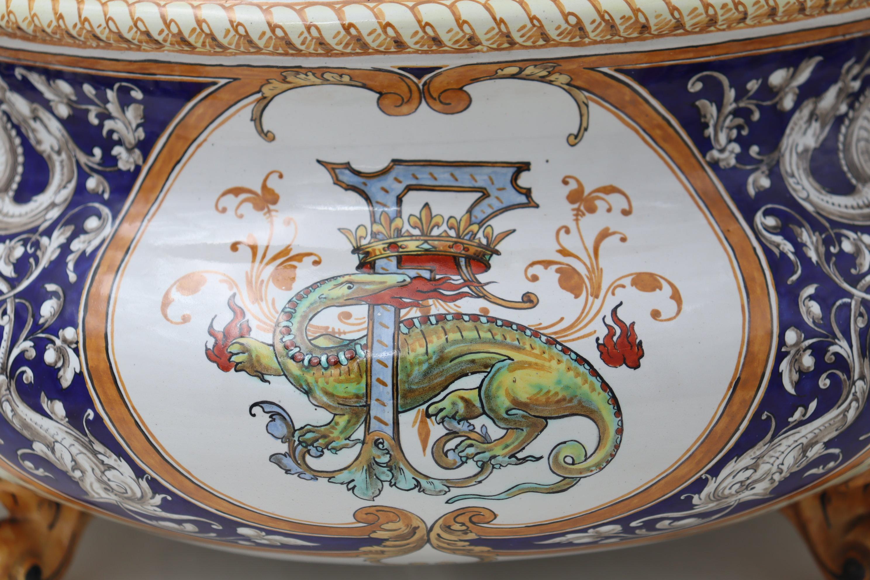 French Hand Painted Jardiniere by Ulysse Besnard of Blois For Sale