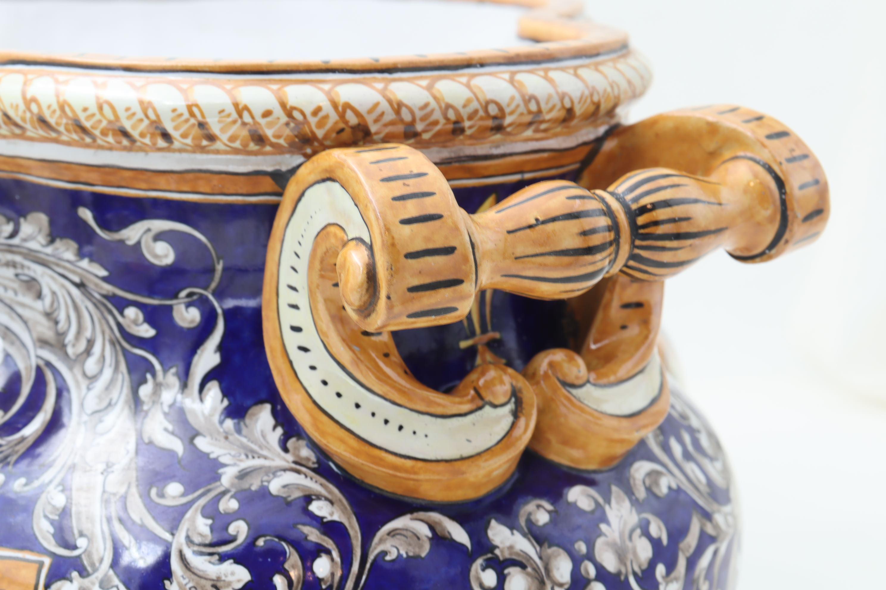 Hand Painted Jardiniere by Ulysse Besnard of Blois In Good Condition For Sale In East Geelong, VIC