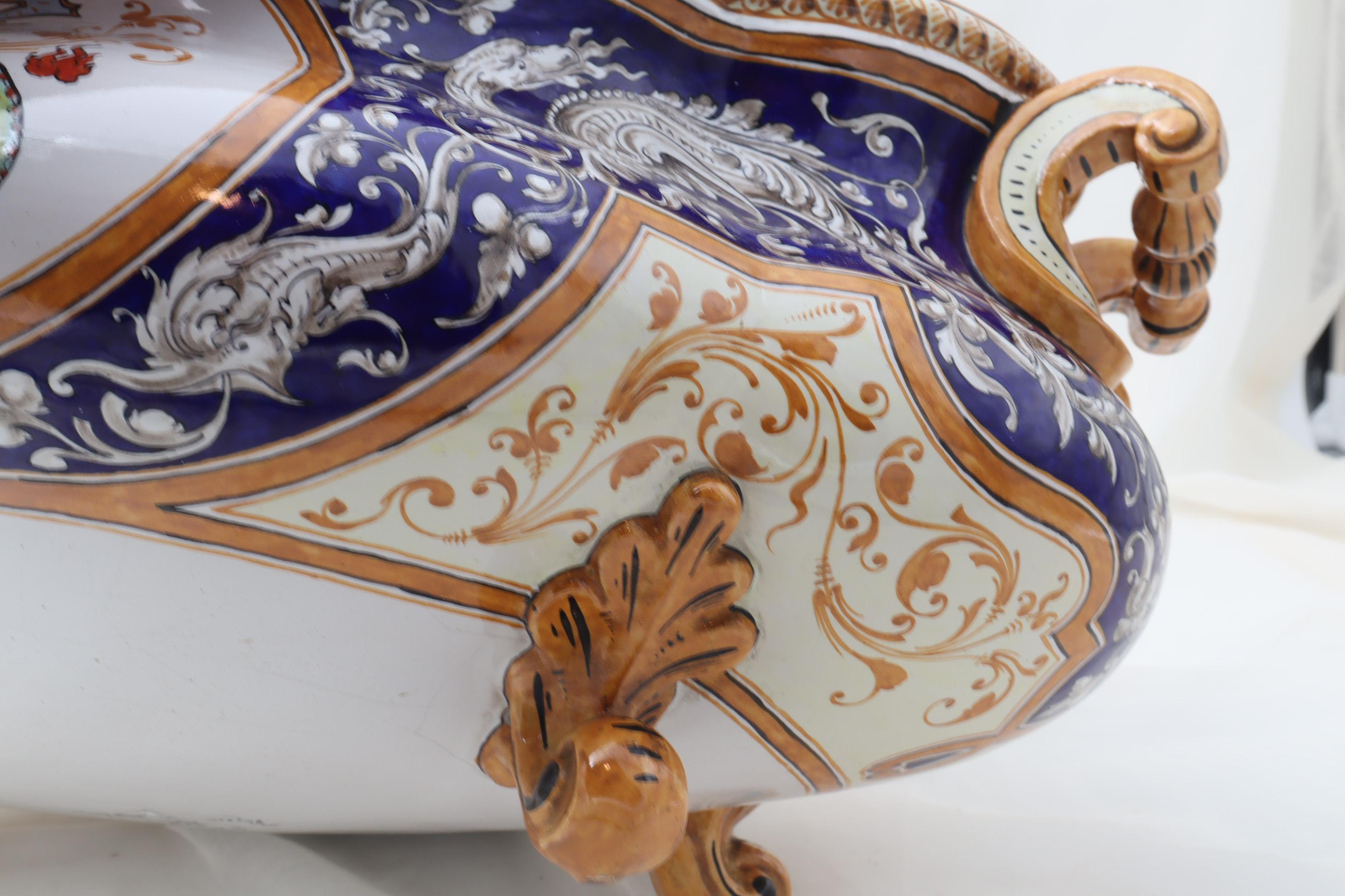 Faience Hand Painted Jardiniere by Ulysse Besnard of Blois For Sale