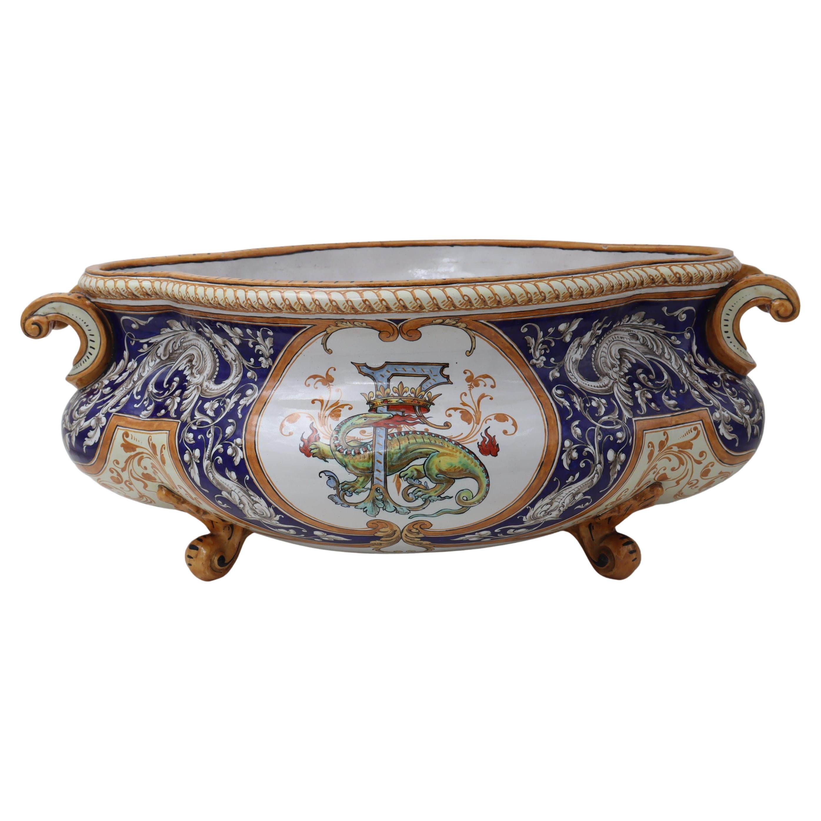 Hand Painted Jardiniere by Ulysse Besnard of Blois For Sale