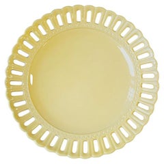 Hand-Painted Lace Ceramic Dessert Plate - Yellow