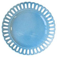 Hand-Painted Lace Ceramic Dinner Plate - Blue