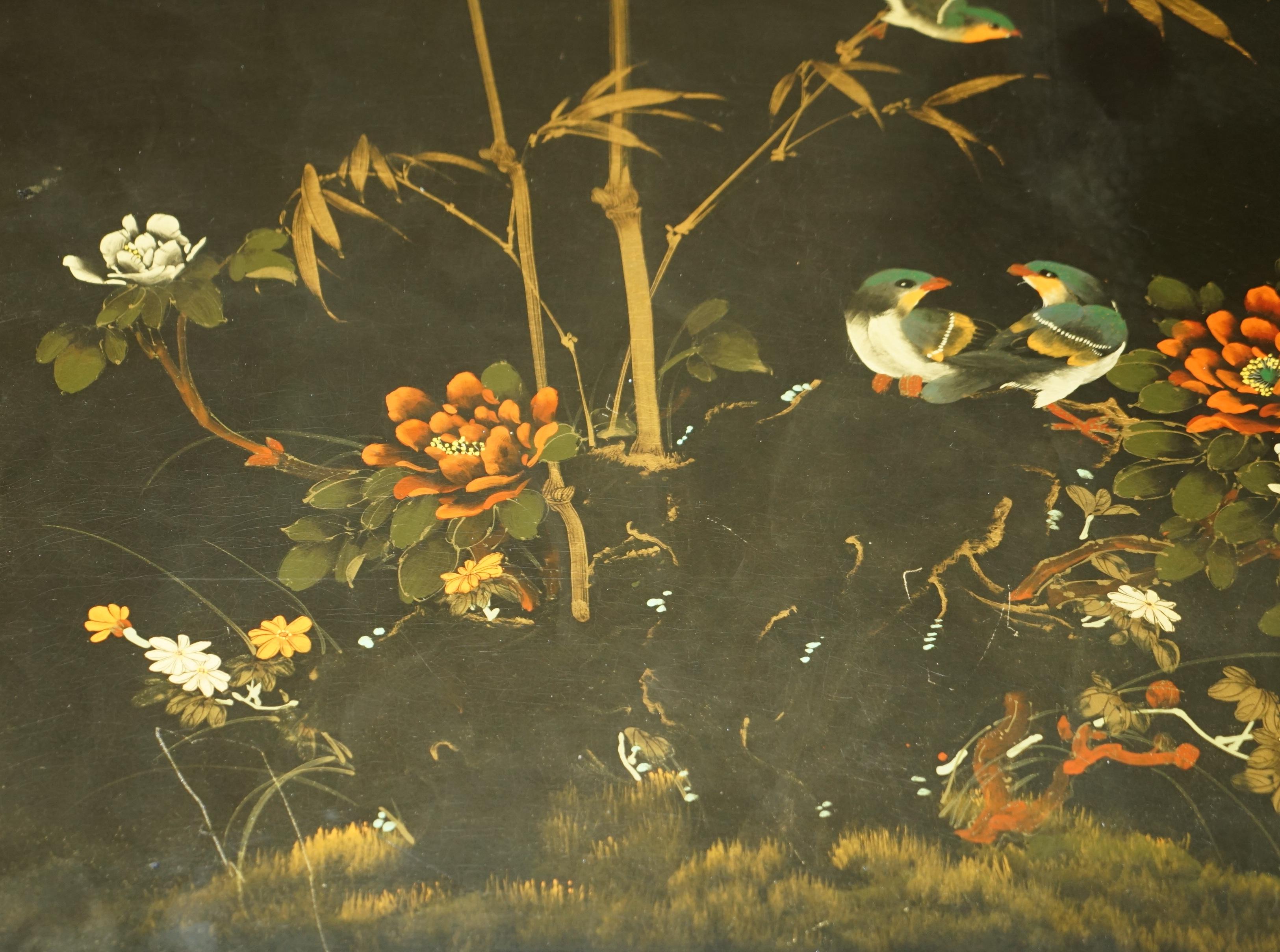 Hand Painted Lacquered Chinese Chinoiserie Oriental Bird Coffee Cocktail Table 8