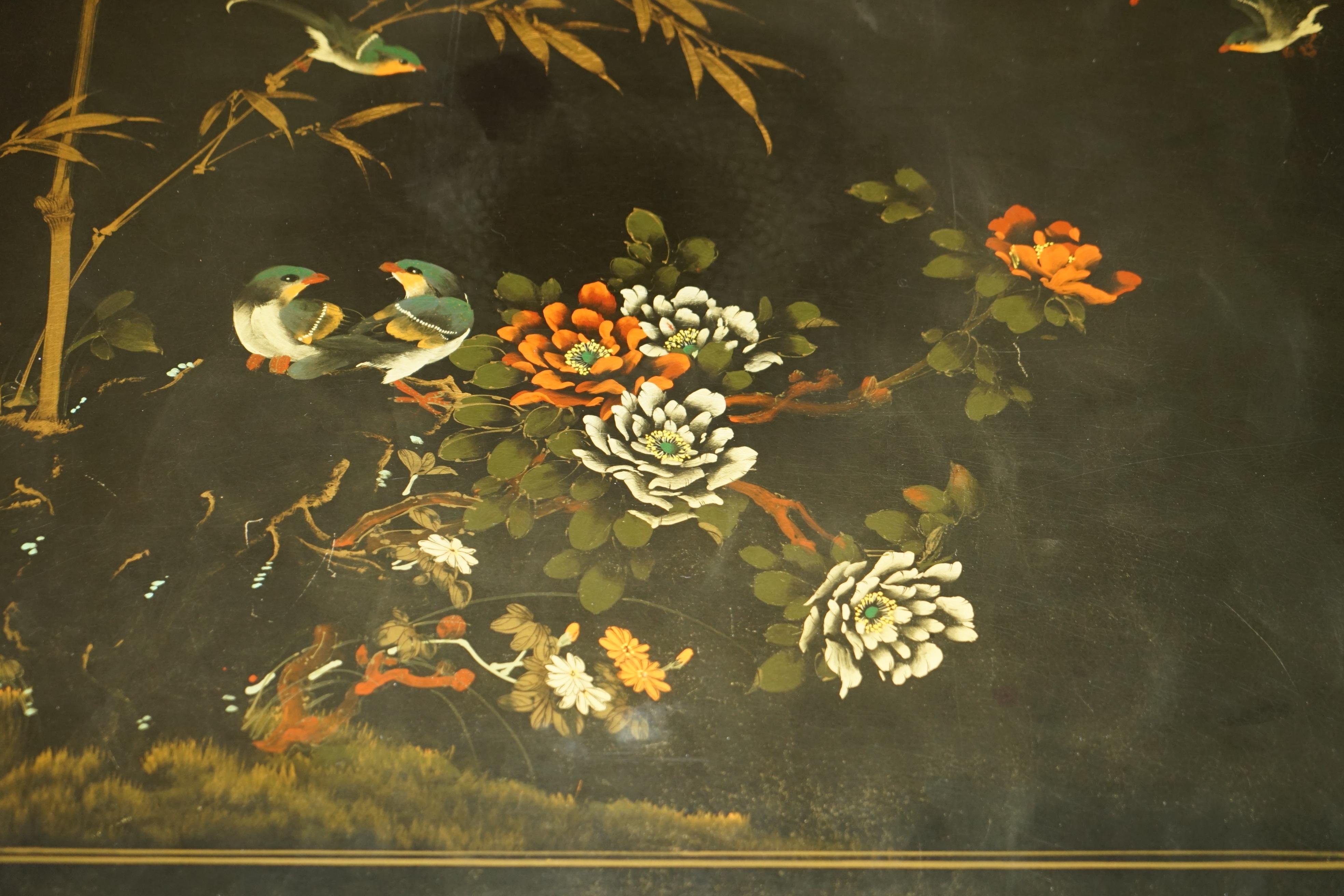 Hand Painted Lacquered Chinese Chinoiserie Oriental Bird Coffee Cocktail Table 9