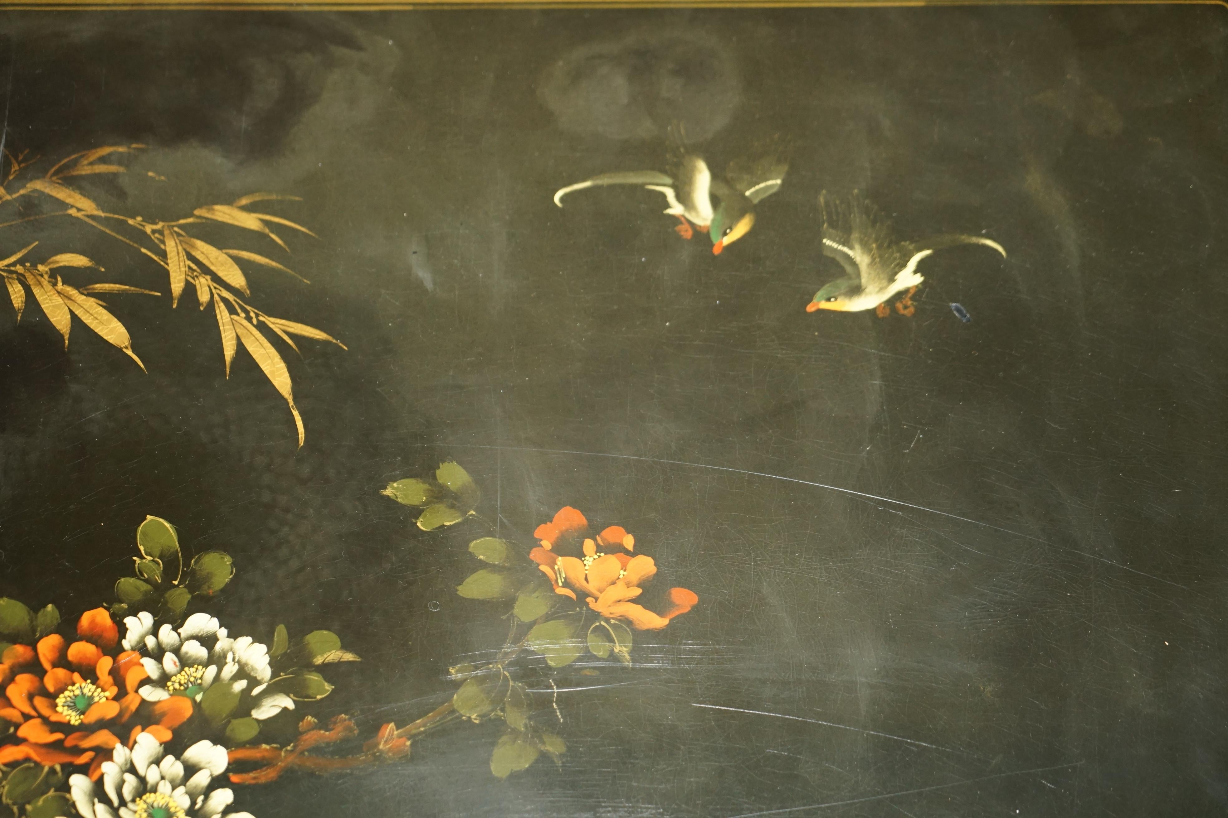 Hand Painted Lacquered Chinese Chinoiserie Oriental Bird Coffee Cocktail Table 10