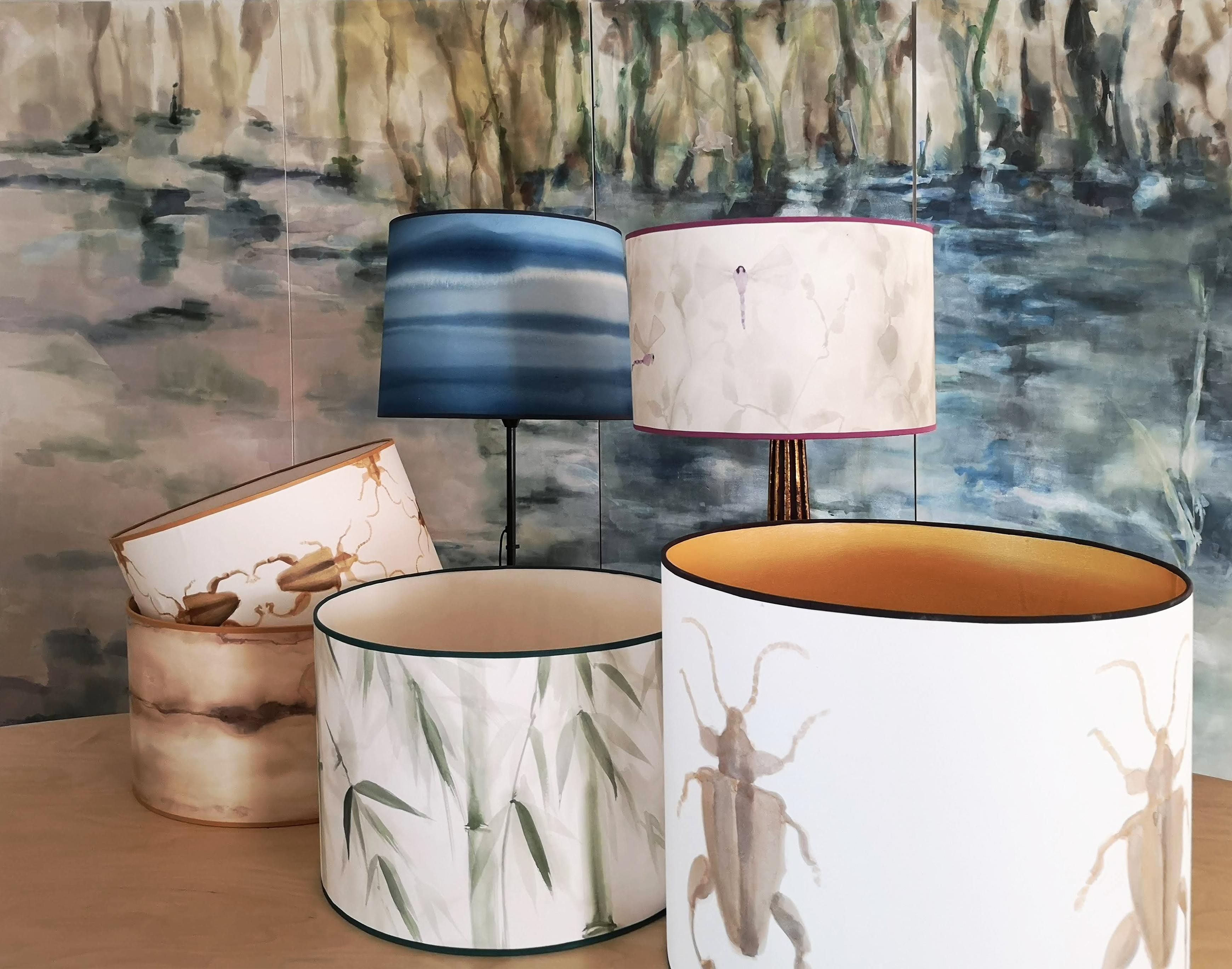 Cotton Hand Painted Lampshades, Bamboo Lampshades For Sale