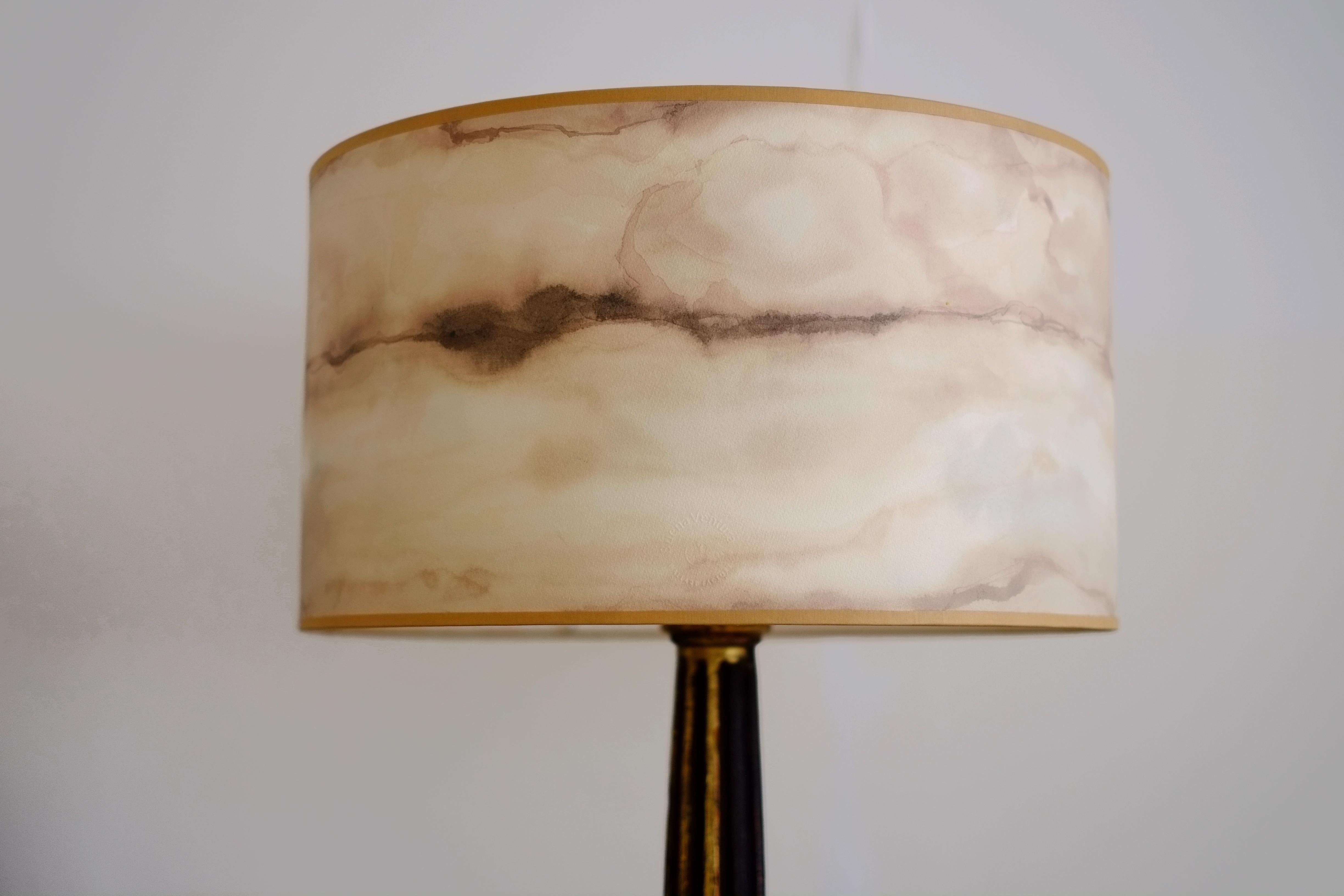 Spanish Hand Painted Lampshades, Malachite Lampshades For Sale
