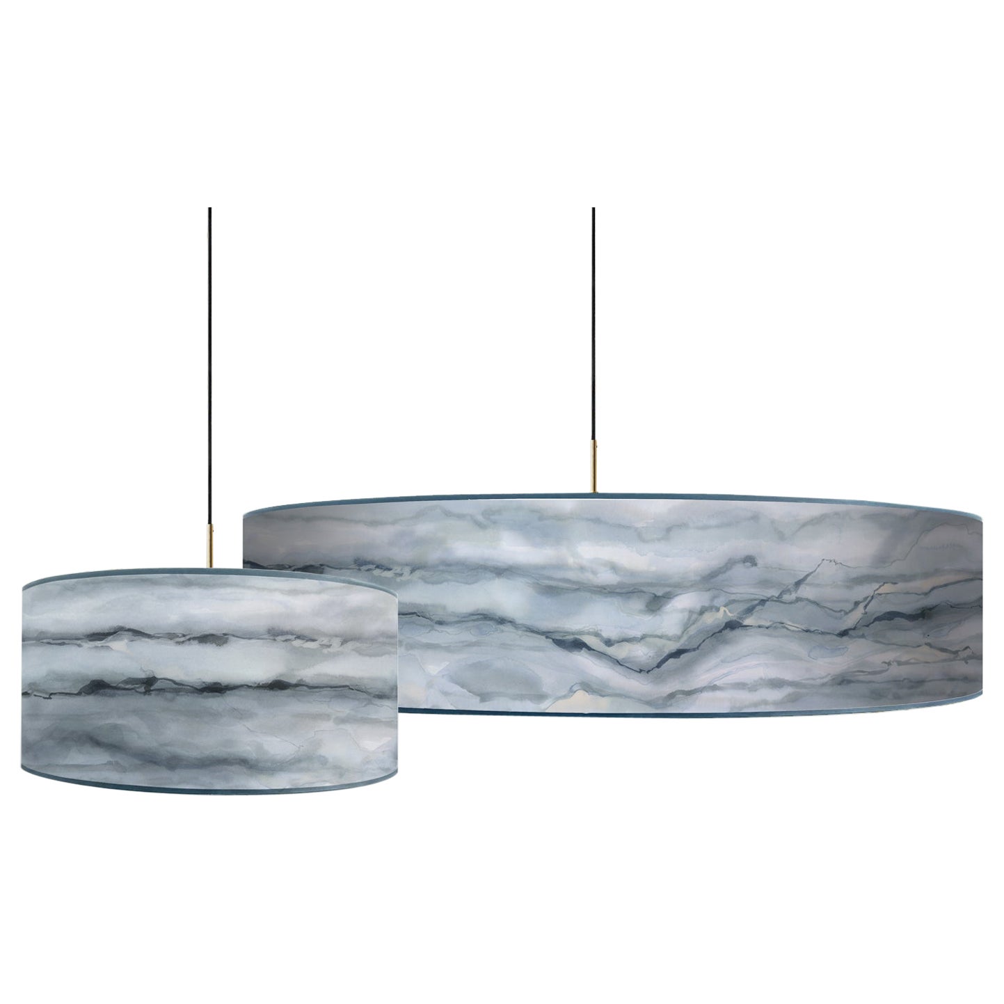 Hand Painted Lampshades, Malachite Lampshades/ Set of 2 For Sale