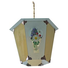 Hand-painted lantern lamp with spring flowers Art Deco, Germany 1920s