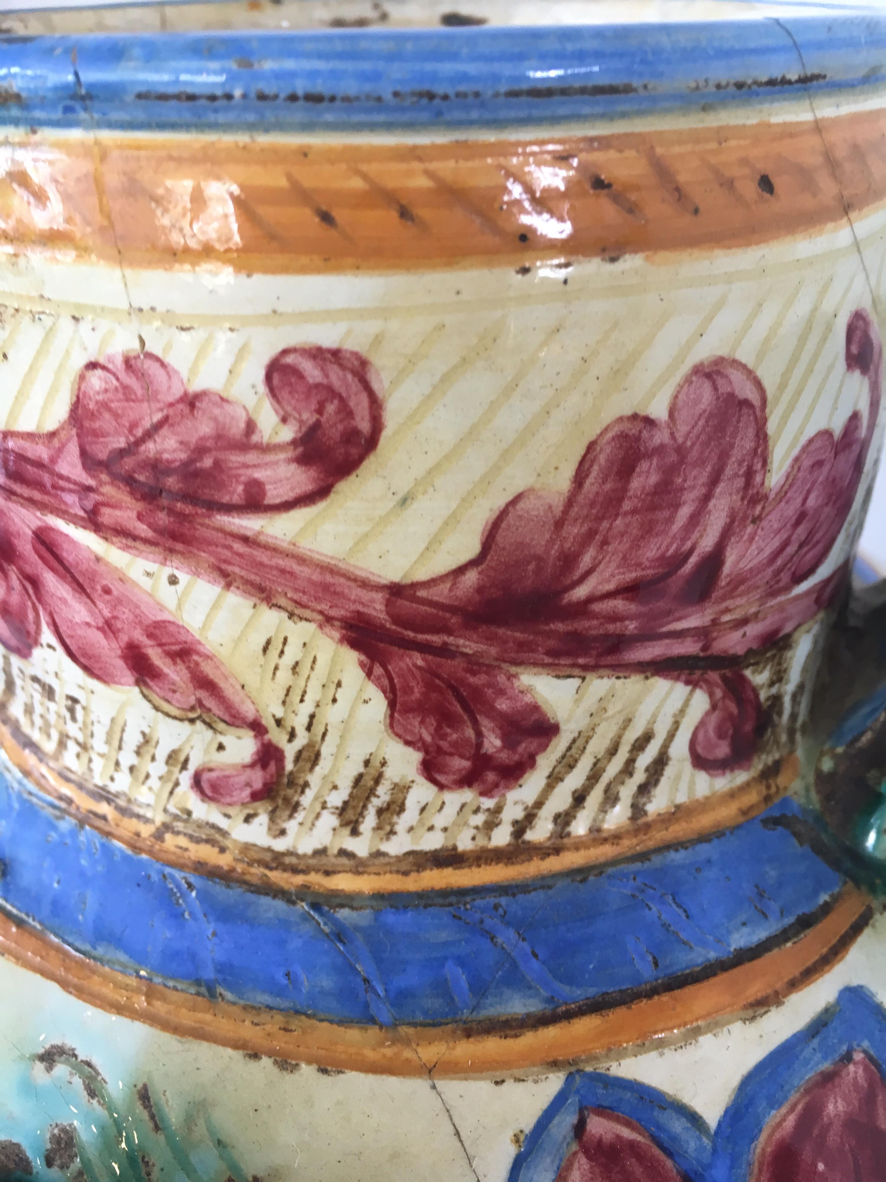 Hand Painted Large Italian Water Jug Made in Italy Signed 5