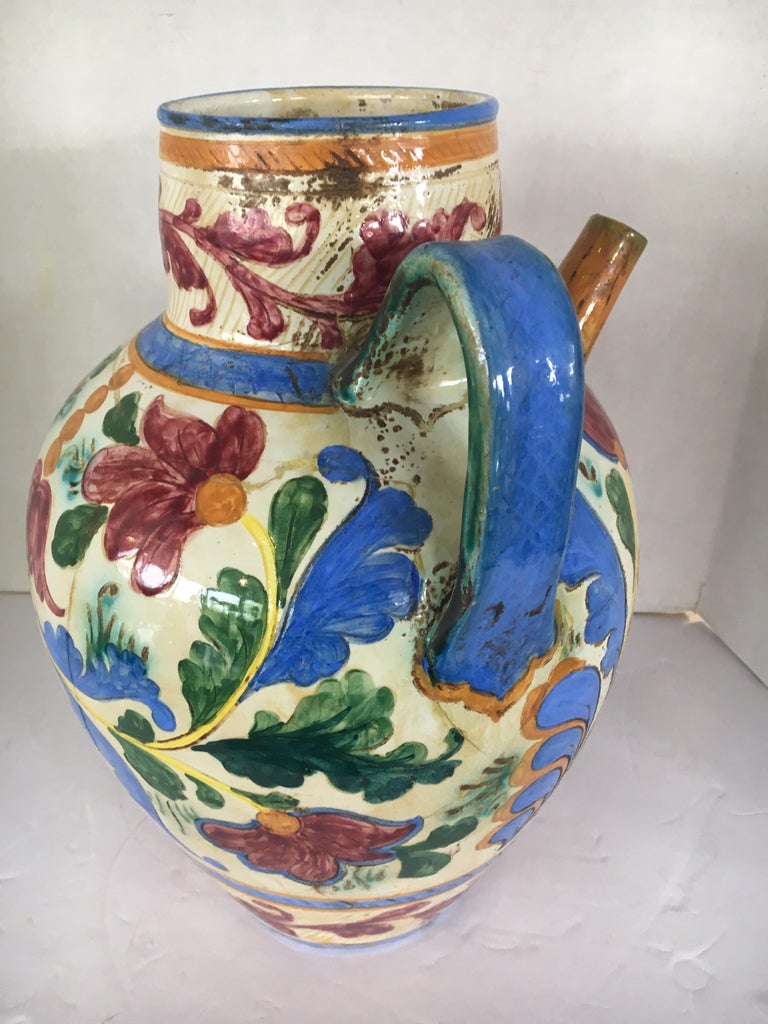 Hand Painted Large Italian Water Jug Made in Italy Signed For Sale at ...