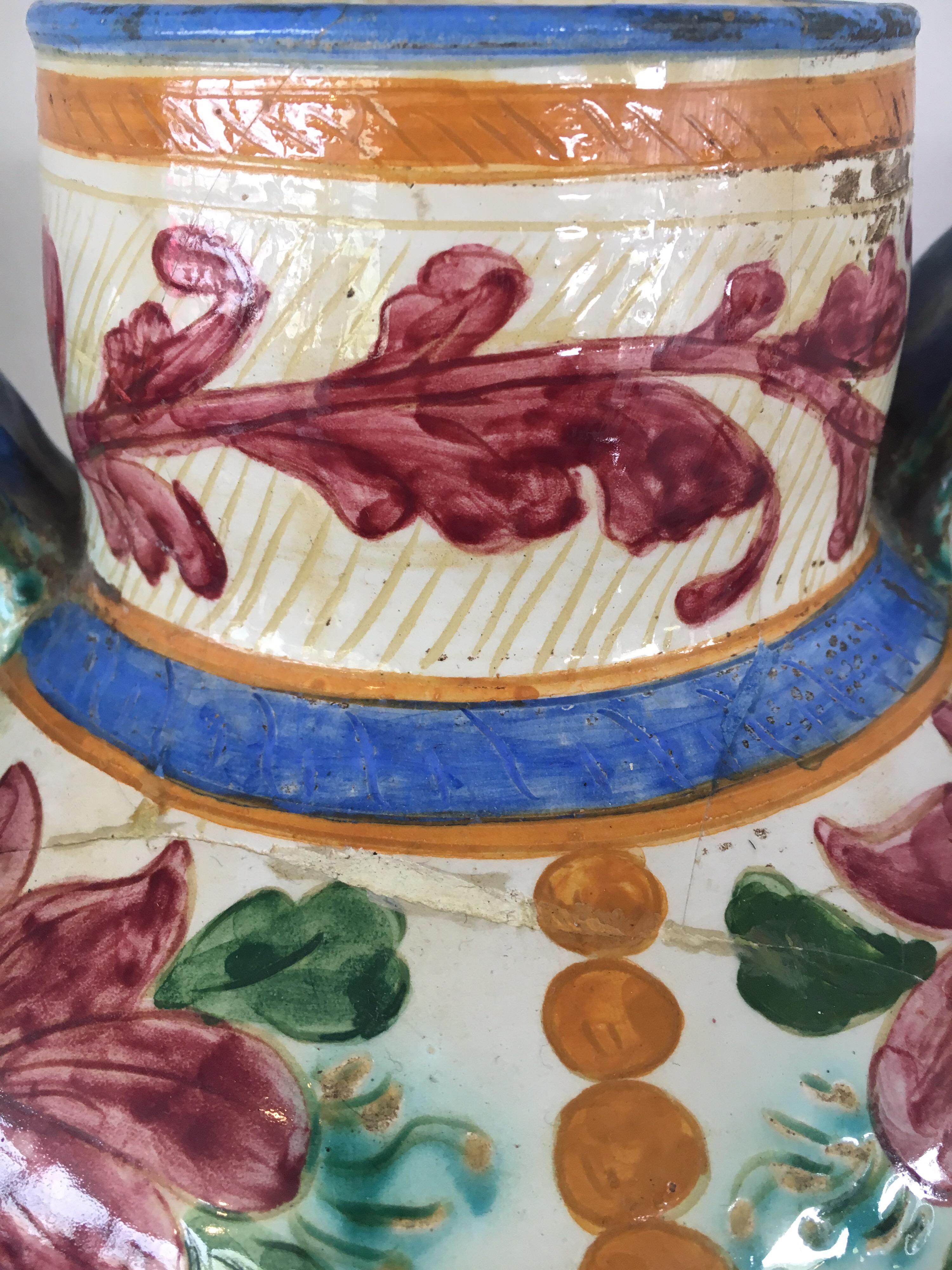 Mid-20th Century Hand Painted Large Italian Water Jug Made in Italy Signed