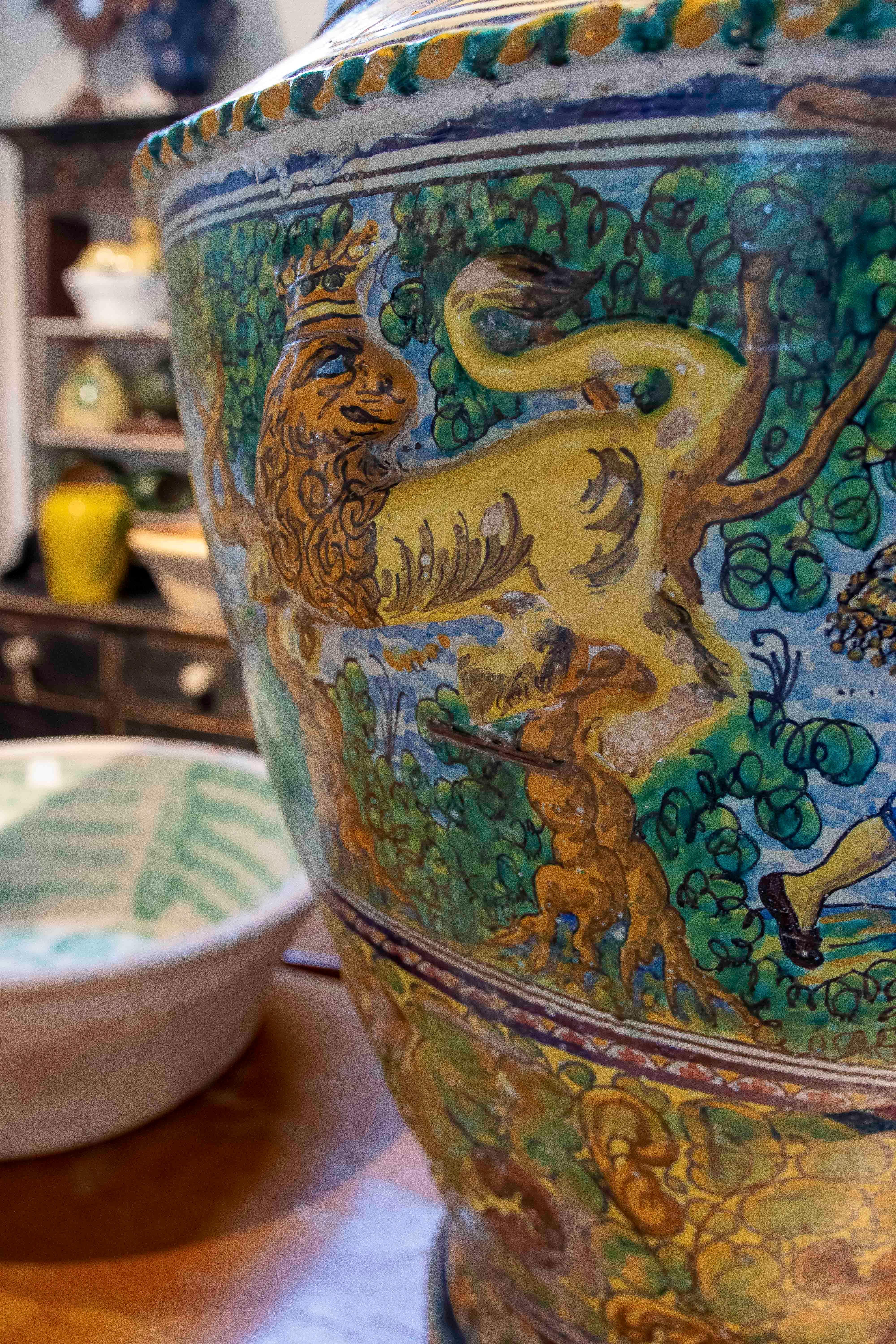 Hand Painted Large Spanish Glazed Ceramic Pottery Pot from Triana (Sevillla) 13