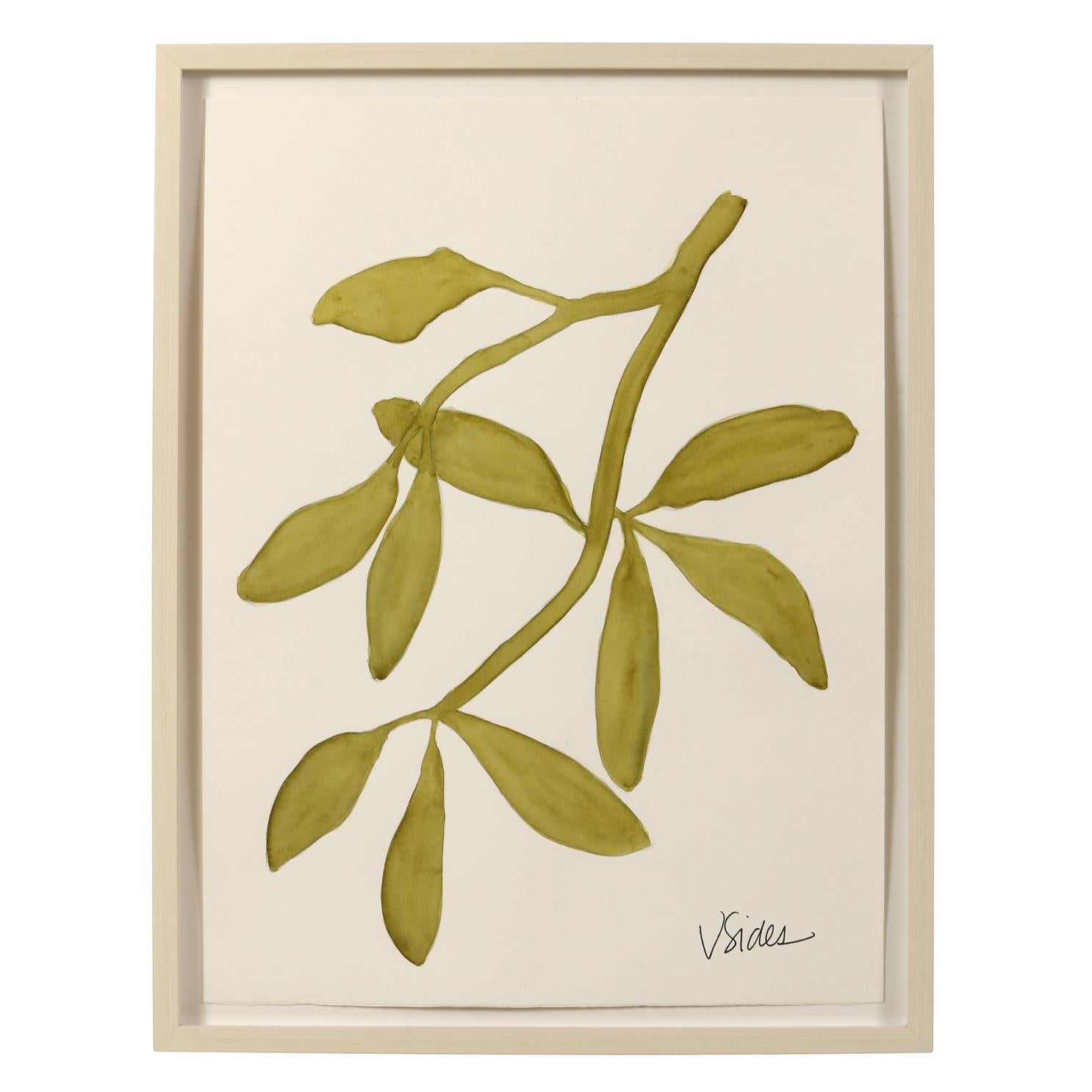 American Hand Painted Leaf Watercolor Paintings by Artist Victoria Sides For Sale