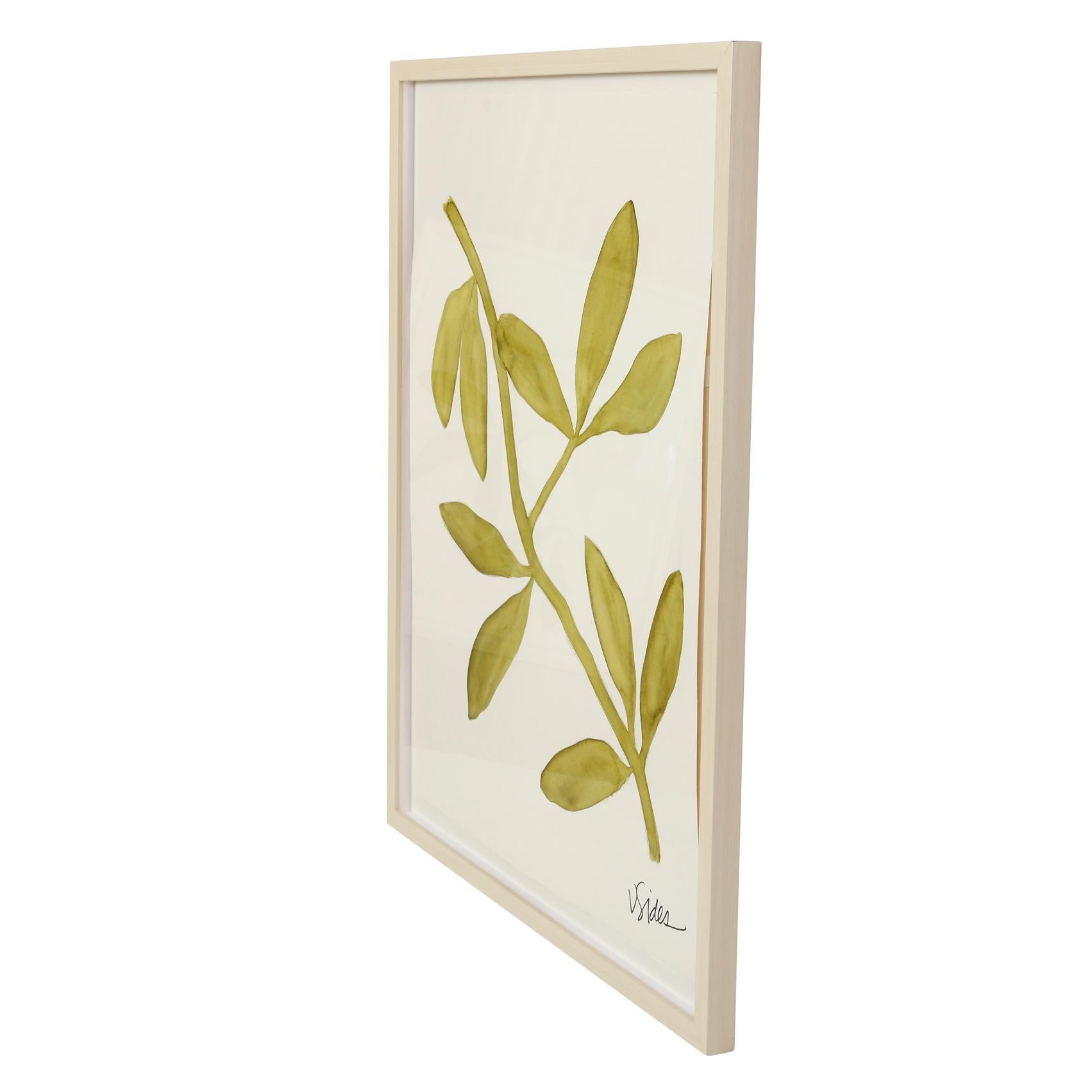Hand Painted Leaf Watercolor Paintings by Artist Victoria Sides In New Condition For Sale In New York, NY