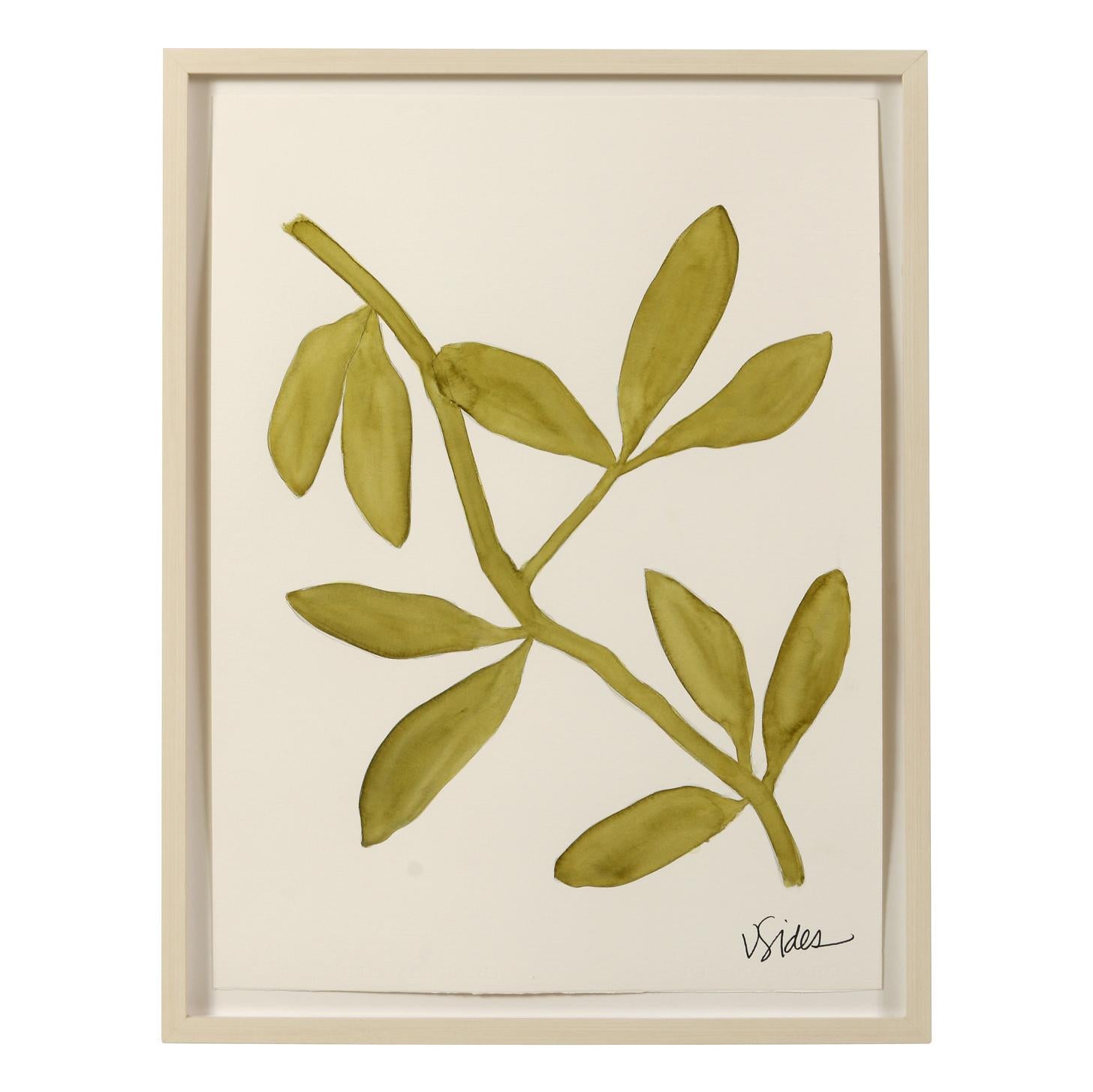 Contemporary Hand Painted Leaf Watercolor Paintings by Artist Victoria Sides For Sale