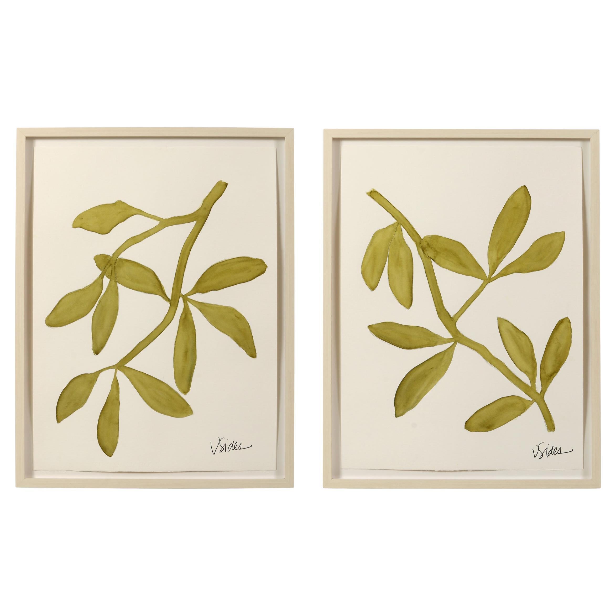 Hand Painted Leaf Watercolor Paintings by Artist Victoria Sides