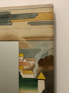 Miroir en cuir peint à la main du 20e siècle