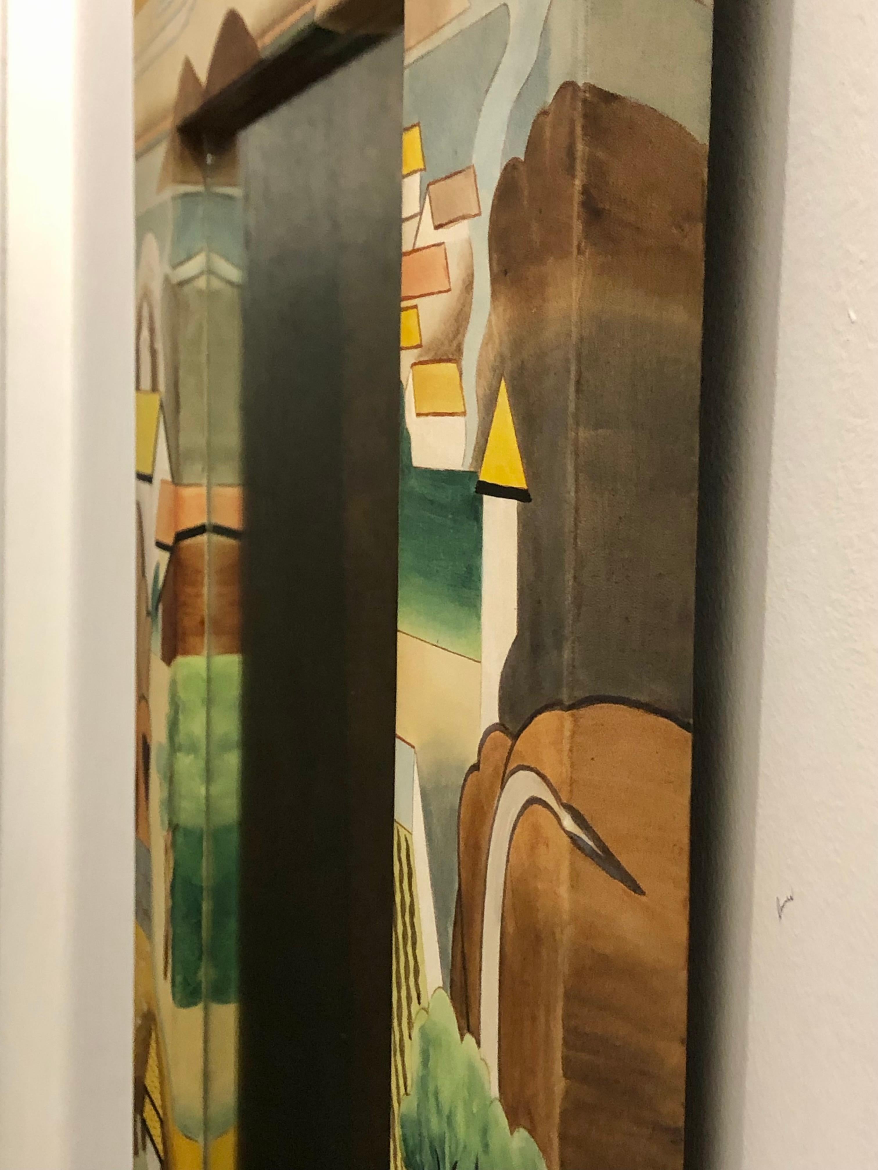 Espagnol Miroir en cuir peint à la main du 20e siècle en vente