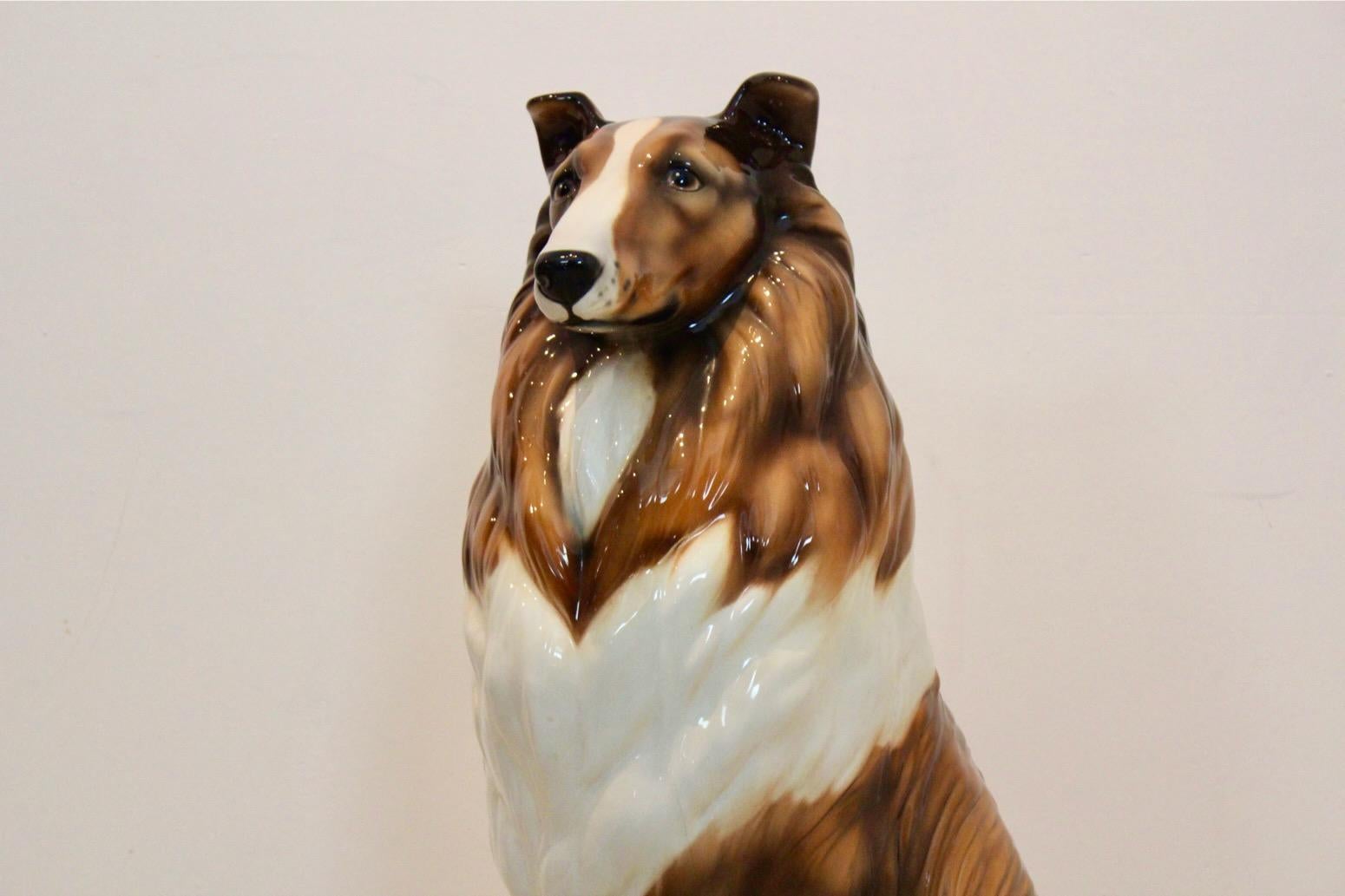 Hand Painted Life Size Collie Lassie Sculpture by Ronzan, Italy 1970s 5