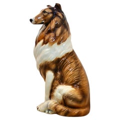 Hand Painted Life Size Collie Lassie Sculpture by Ronzan, Italy 1970s
