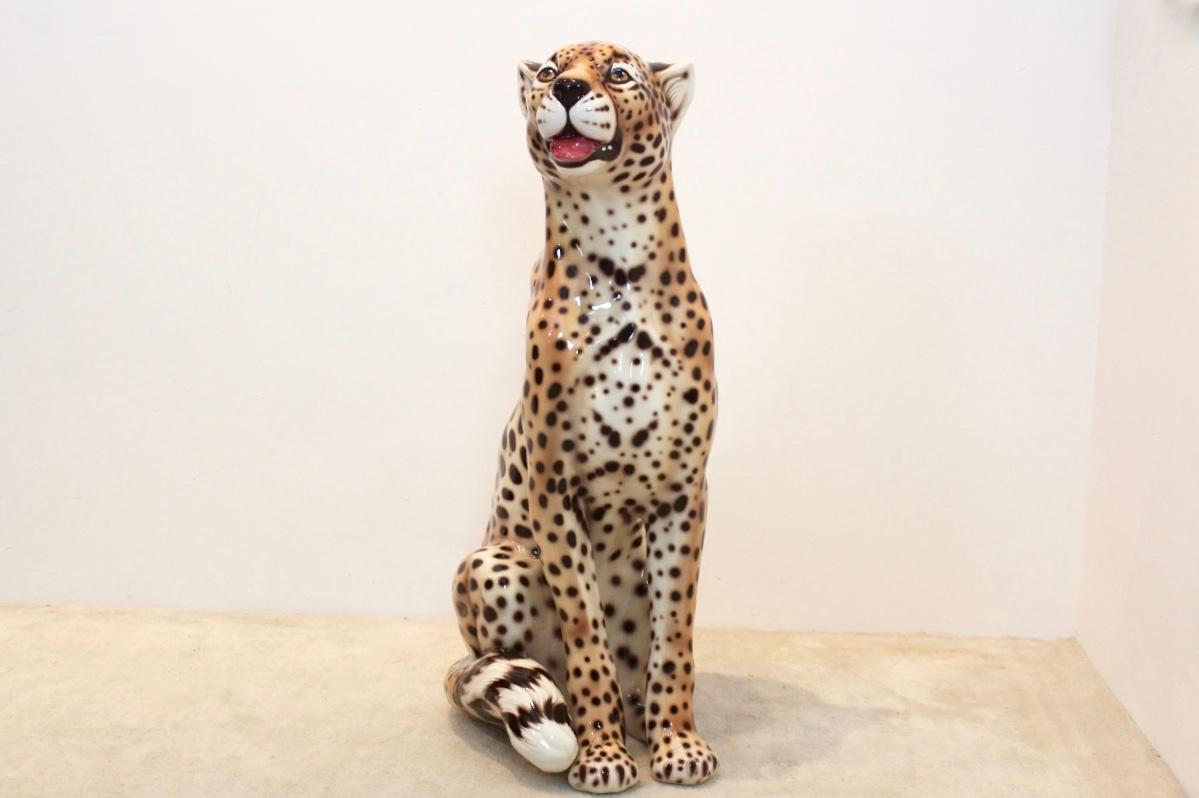 Handbemalte italienische Leoparden-Skulptur in Lebensgröße 4