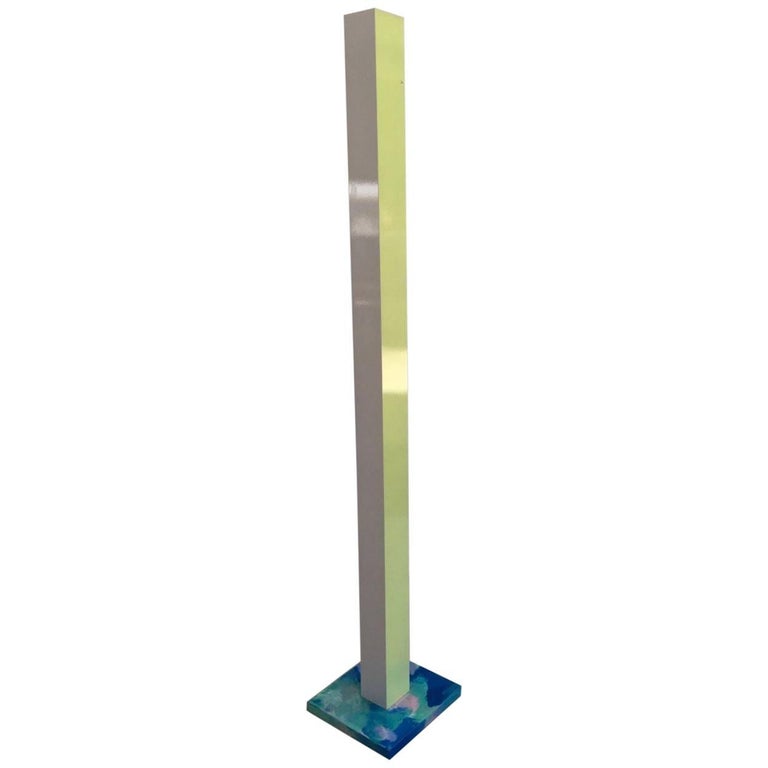 Hand Painted Lime Yellow Blue And Green Floor Lamp By Superpoly
