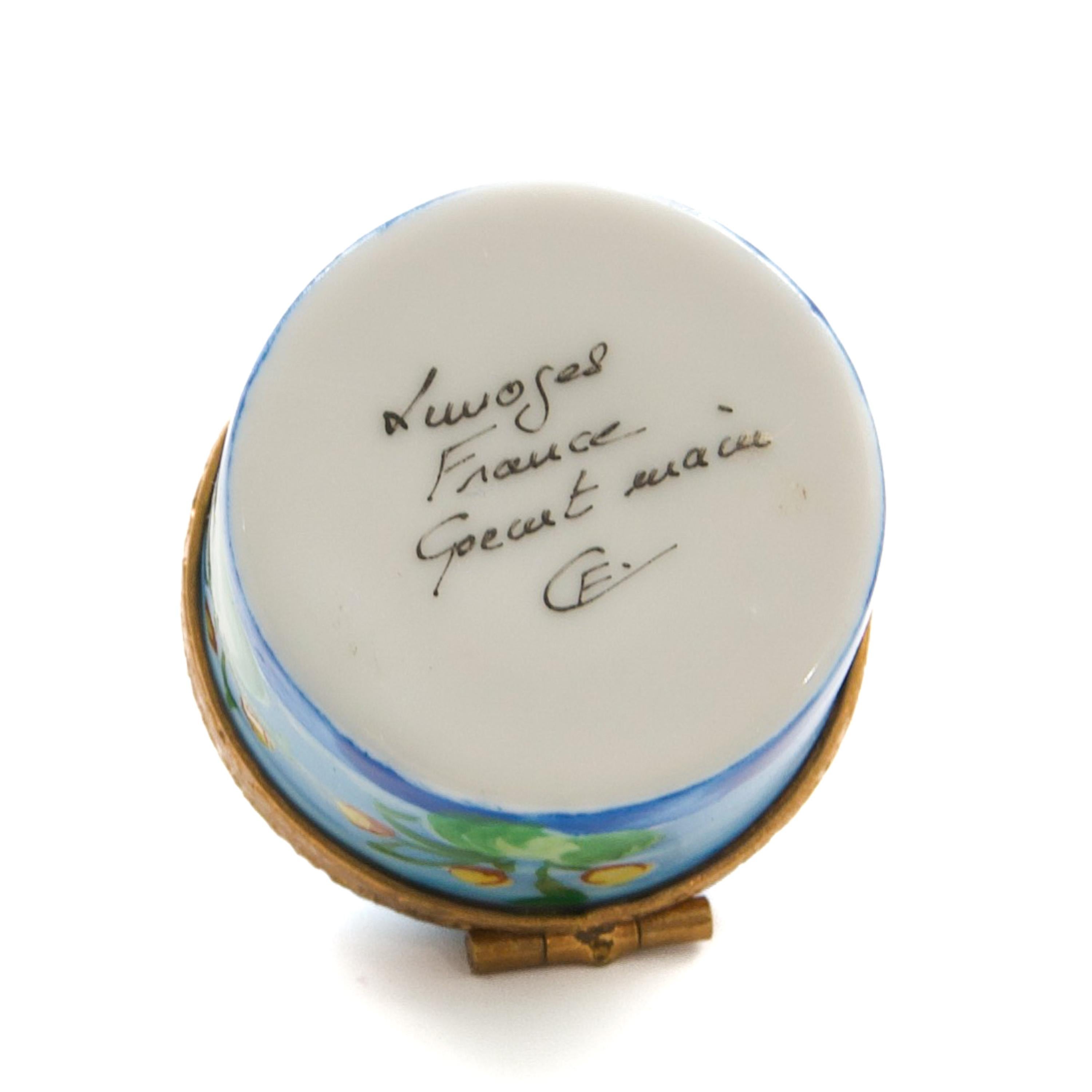 Boîte à bijoux grenouille en porcelaine de Limoges peinte à la main, France en vente 4