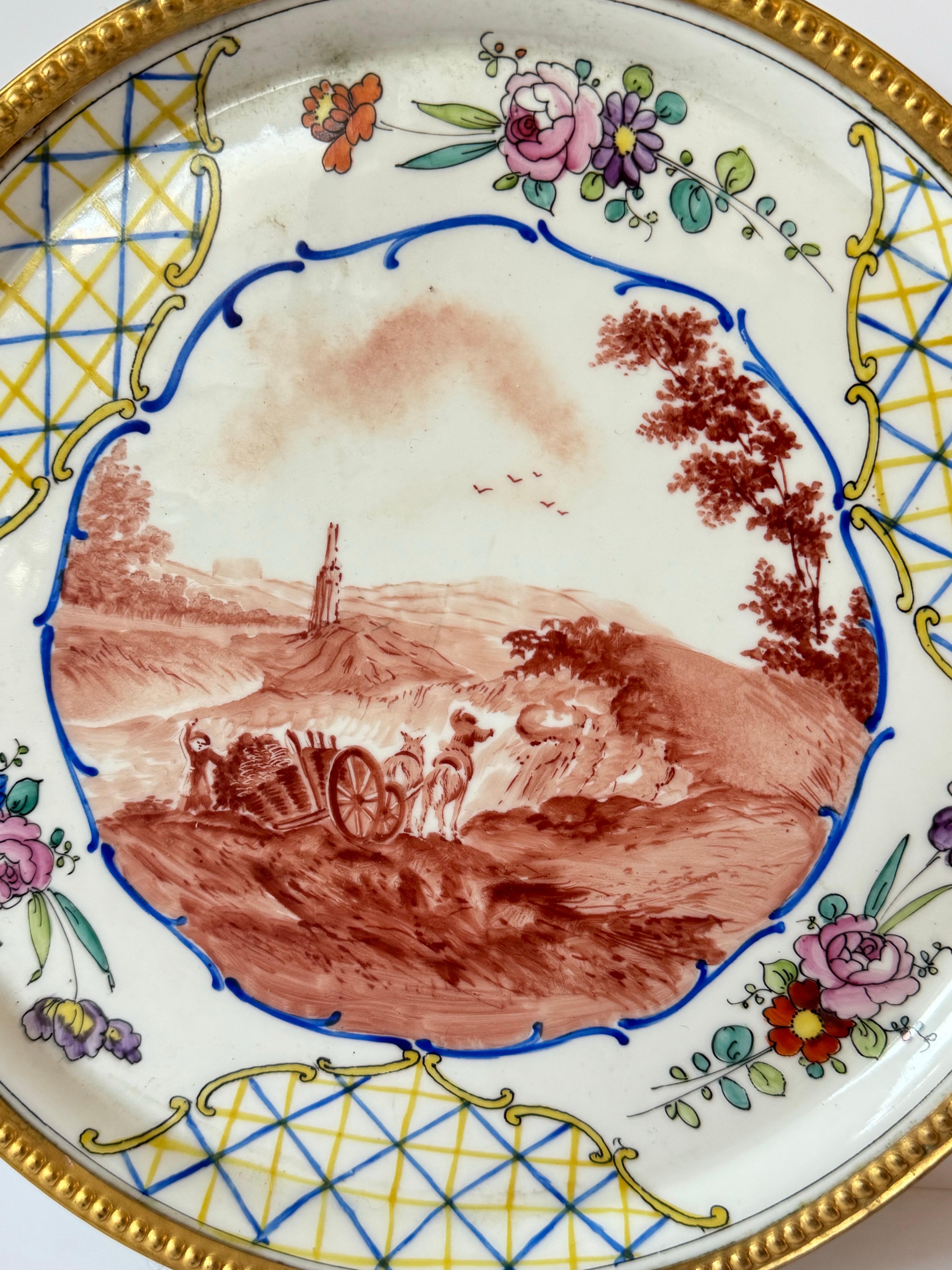 Rococo Hand-Painted Limoges Porcelain Plate by Paul Lefèvre, ca. 1890 For Sale