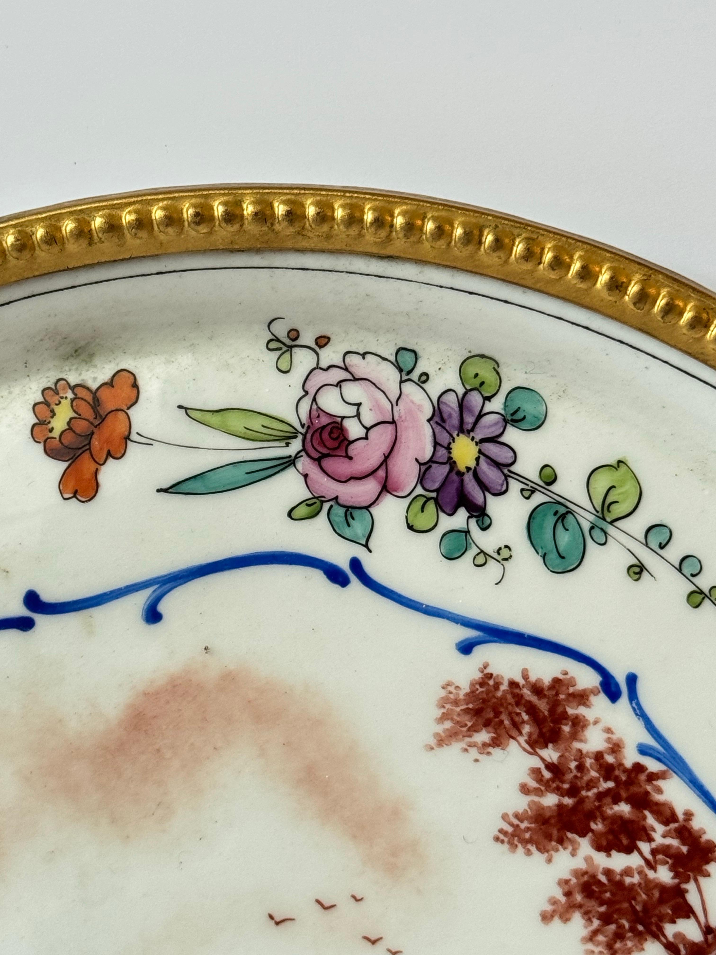 Hand-Painted Limoges Porcelain Plate by Paul Lefèvre, ca. 1890 In Good Condition For Sale In CANNES, FR