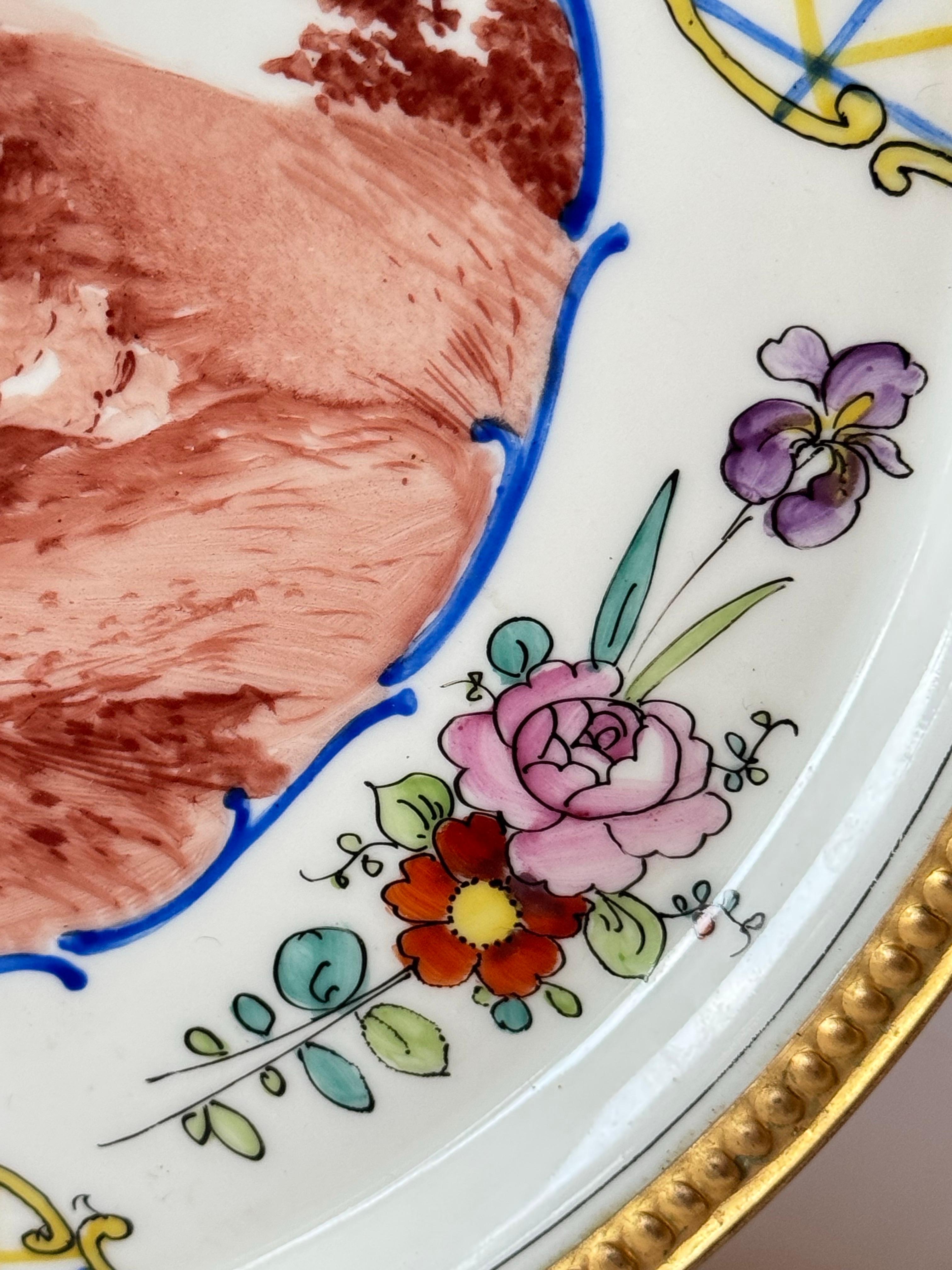 19th Century Hand-Painted Limoges Porcelain Plate by Paul Lefèvre, ca. 1890 For Sale