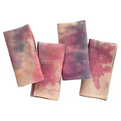 Hand Painted Linen Napkins, Abstract Rose Pink Gray & Navy, Set of Four