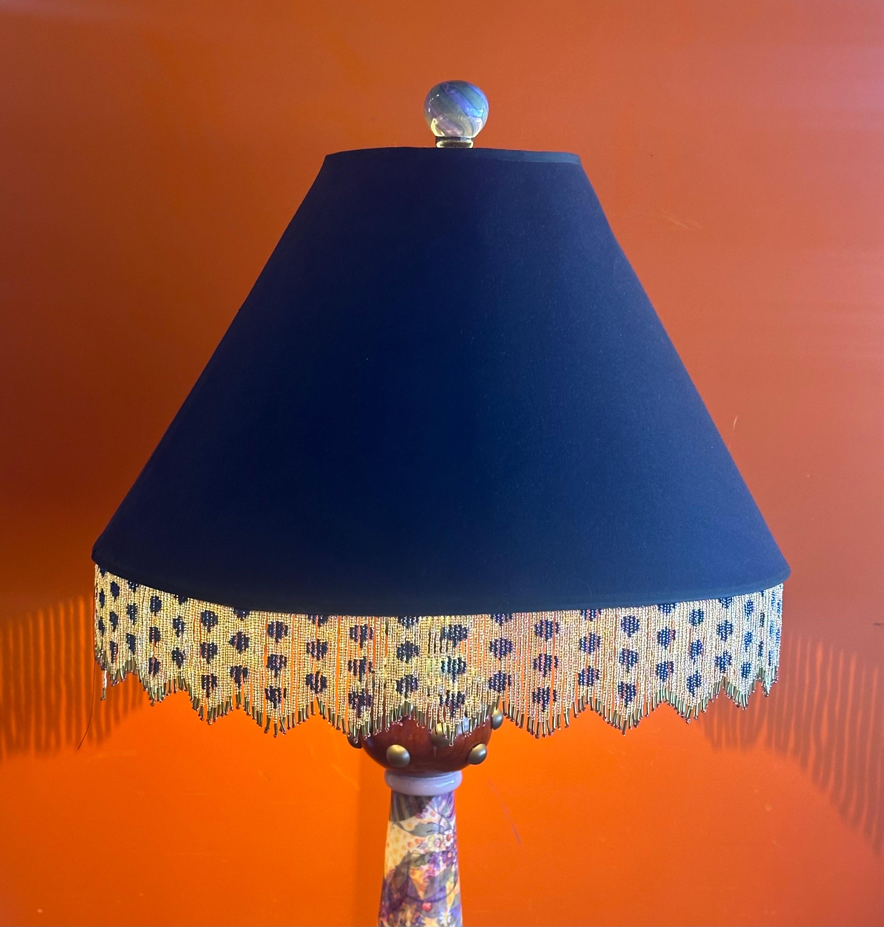 Hand-Painted Hand Painted Lord Remillard Table Lamp by MacKenzie Childs For Sale